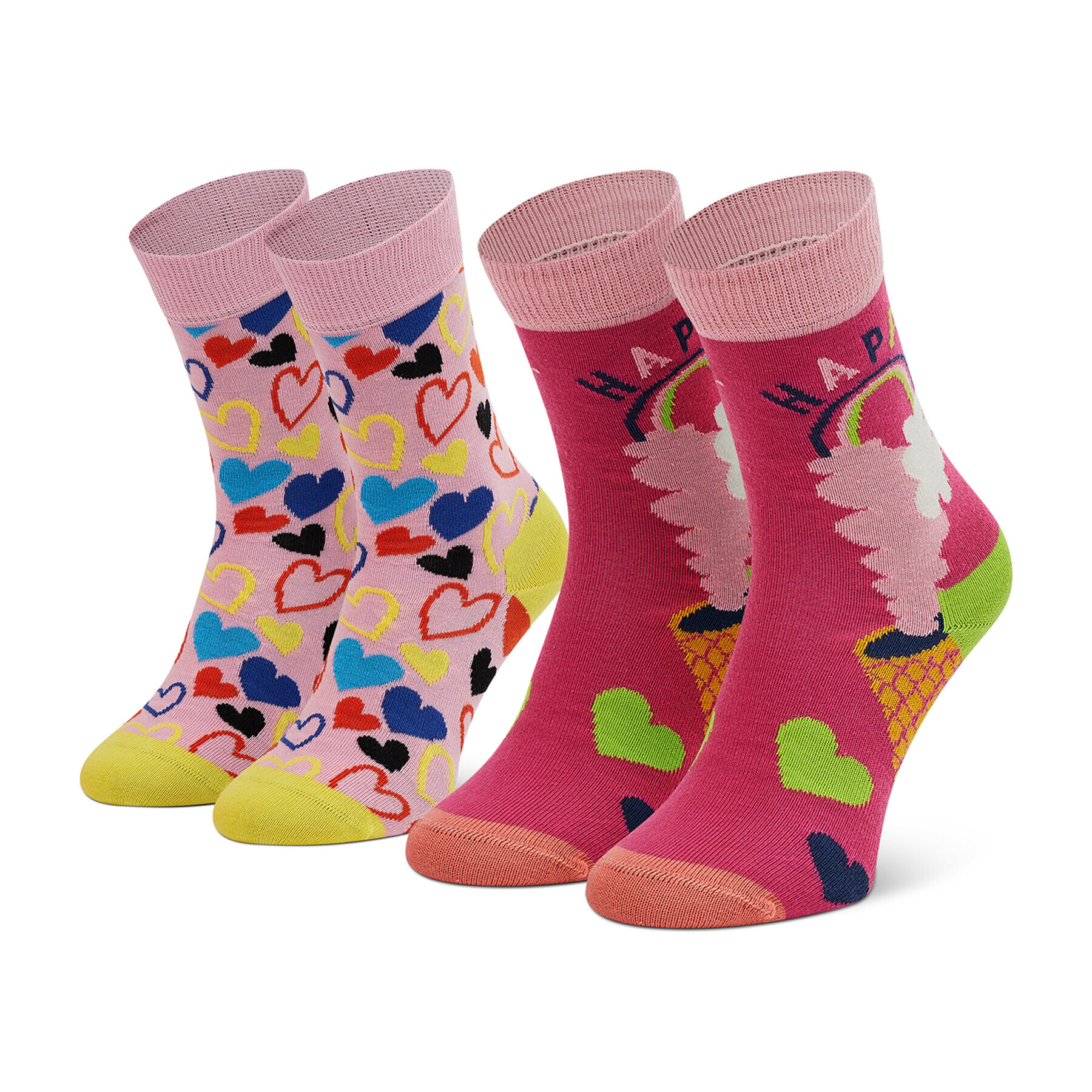 Happy Socks Комплект 2 чифта дълги чорапи детски KHAL02-3500 Розов - Pepit.bg