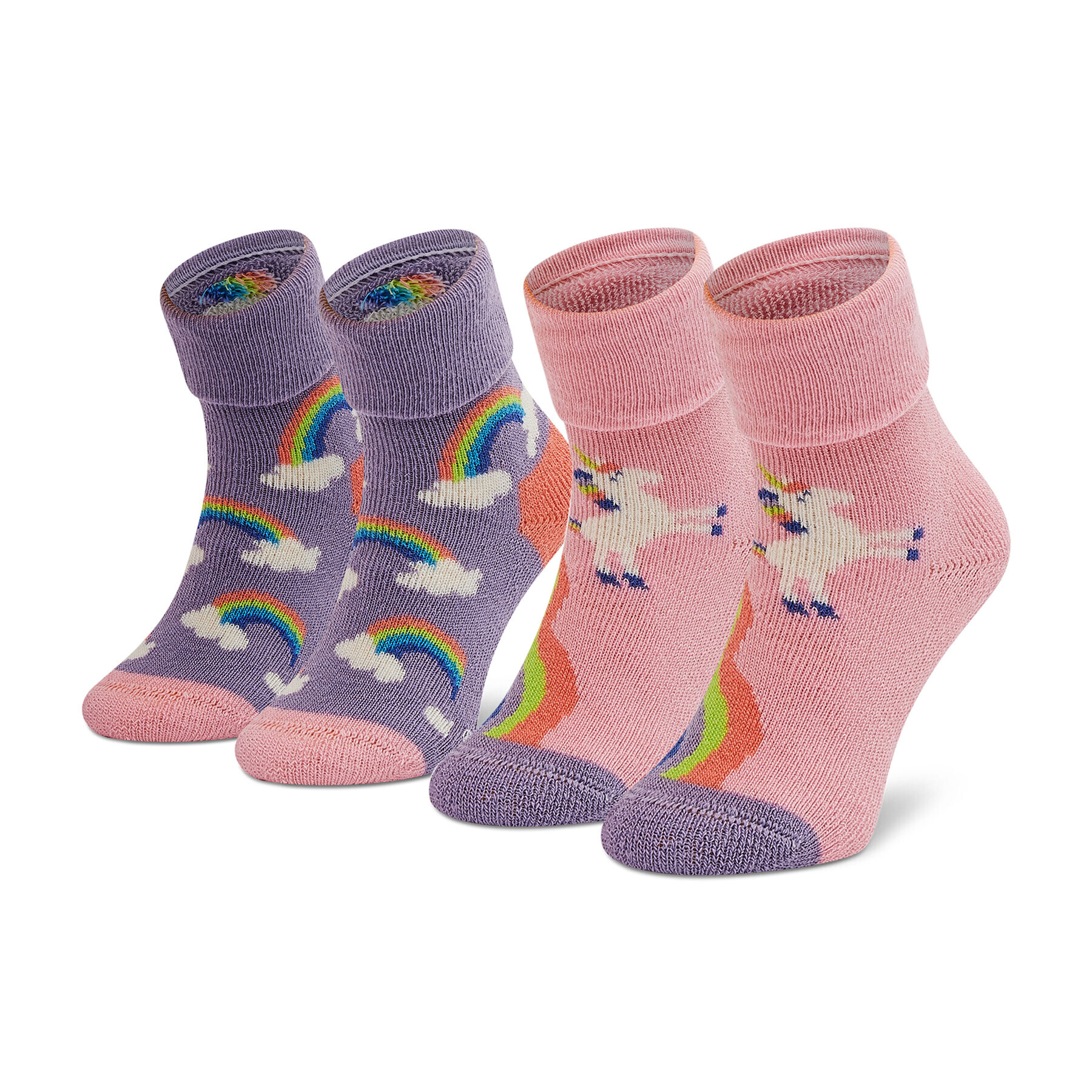 Happy Socks Комплект 2 чифта дълги чорапи детски KRAU45-5000 Розов - Pepit.bg