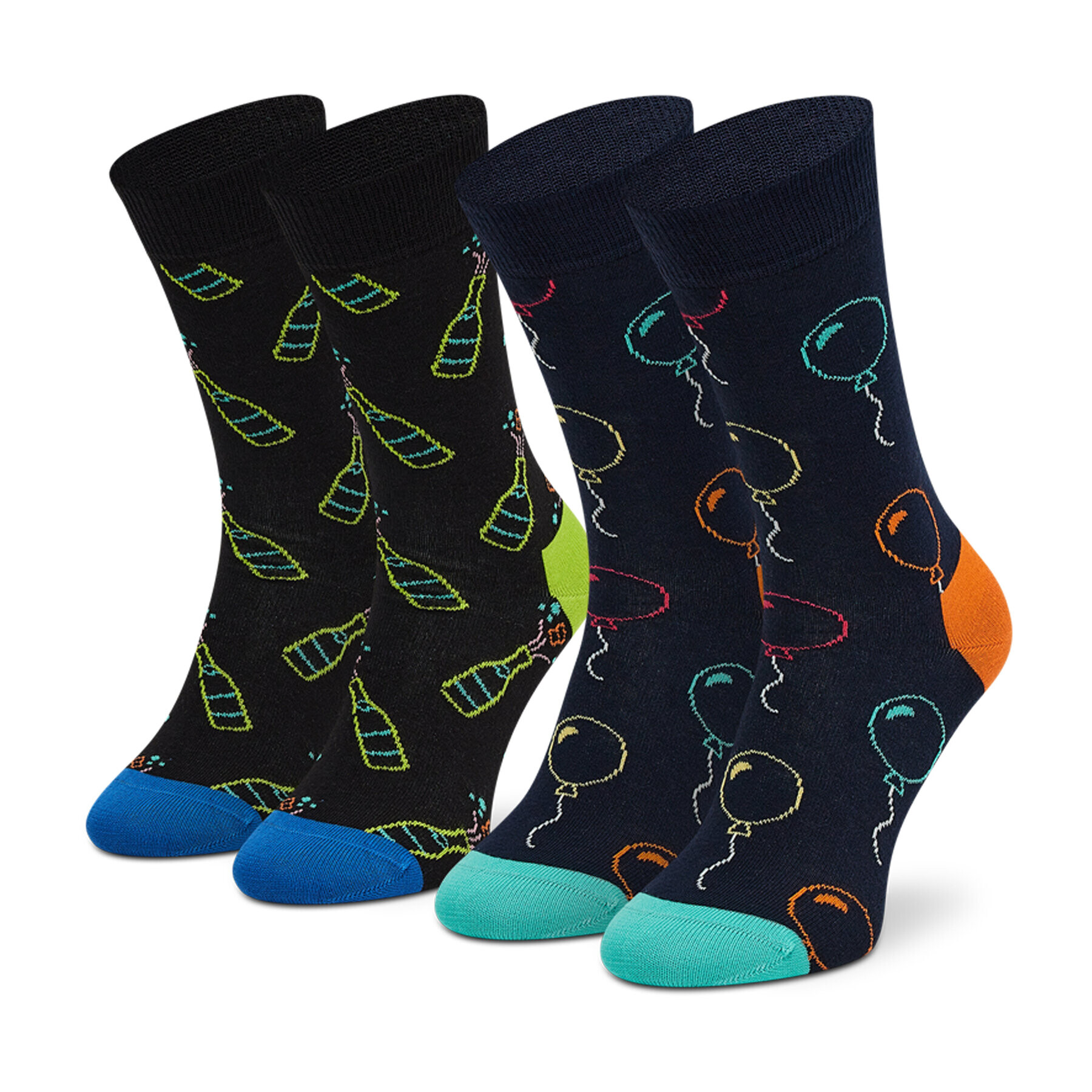 Happy Socks Комплект 2 чифта дълги чорапи мъжки XYDI02-6500 Тъмносин - Pepit.bg