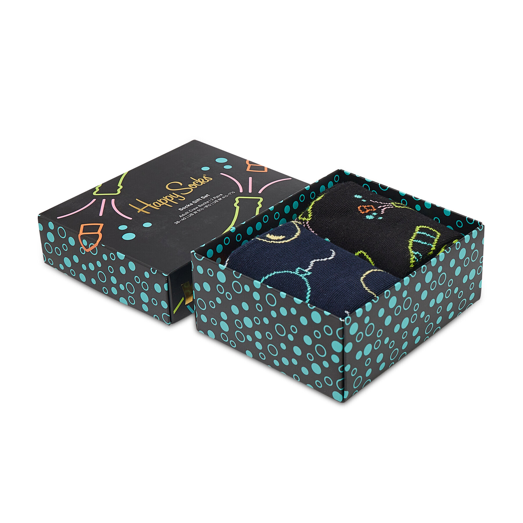Happy Socks Комплект 2 чифта дълги чорапи мъжки XYDI02-6500 Тъмносин - Pepit.bg