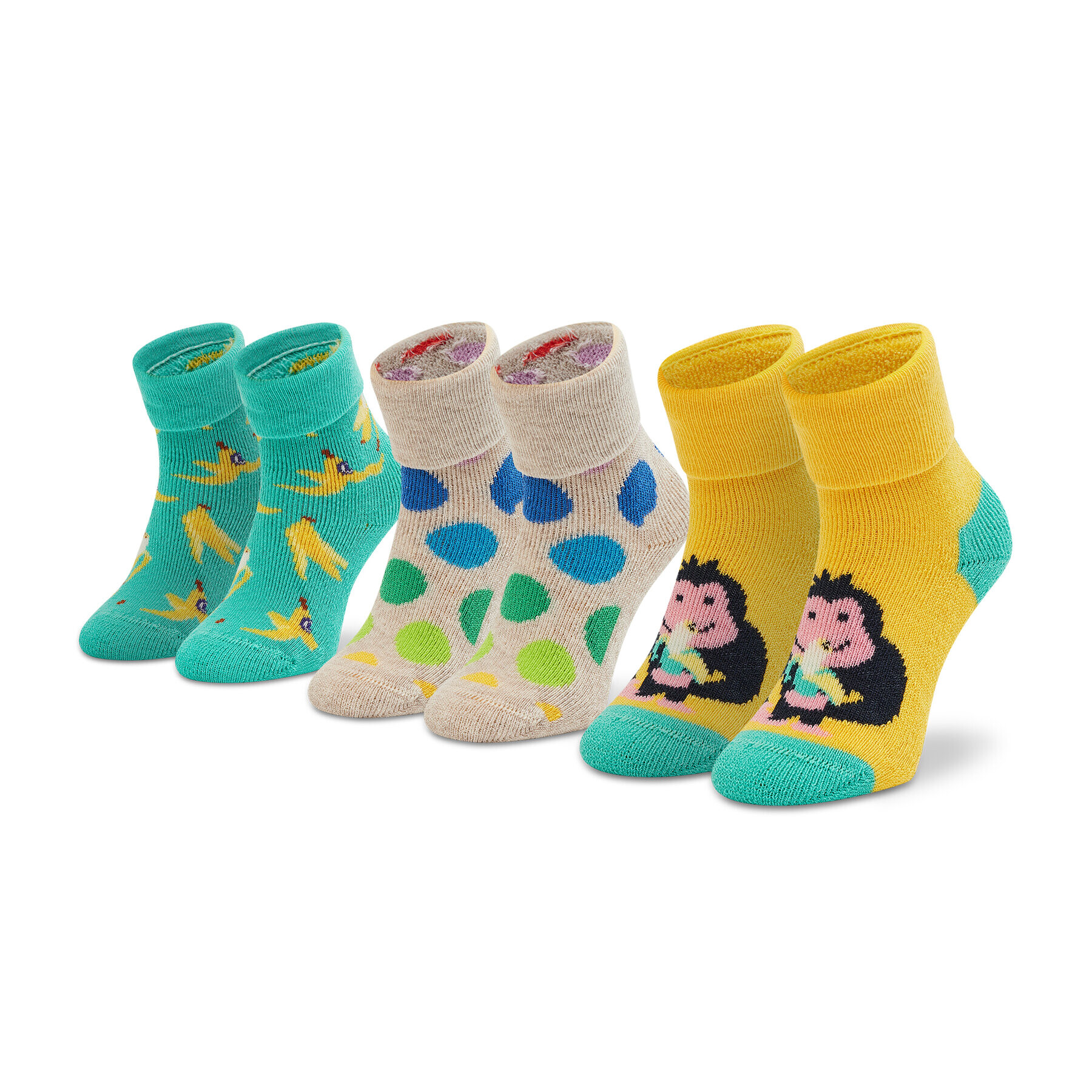 Happy Socks Комплект 3 чифта дълги чорапи детски XKJUN08-0200 Зелен - Pepit.bg