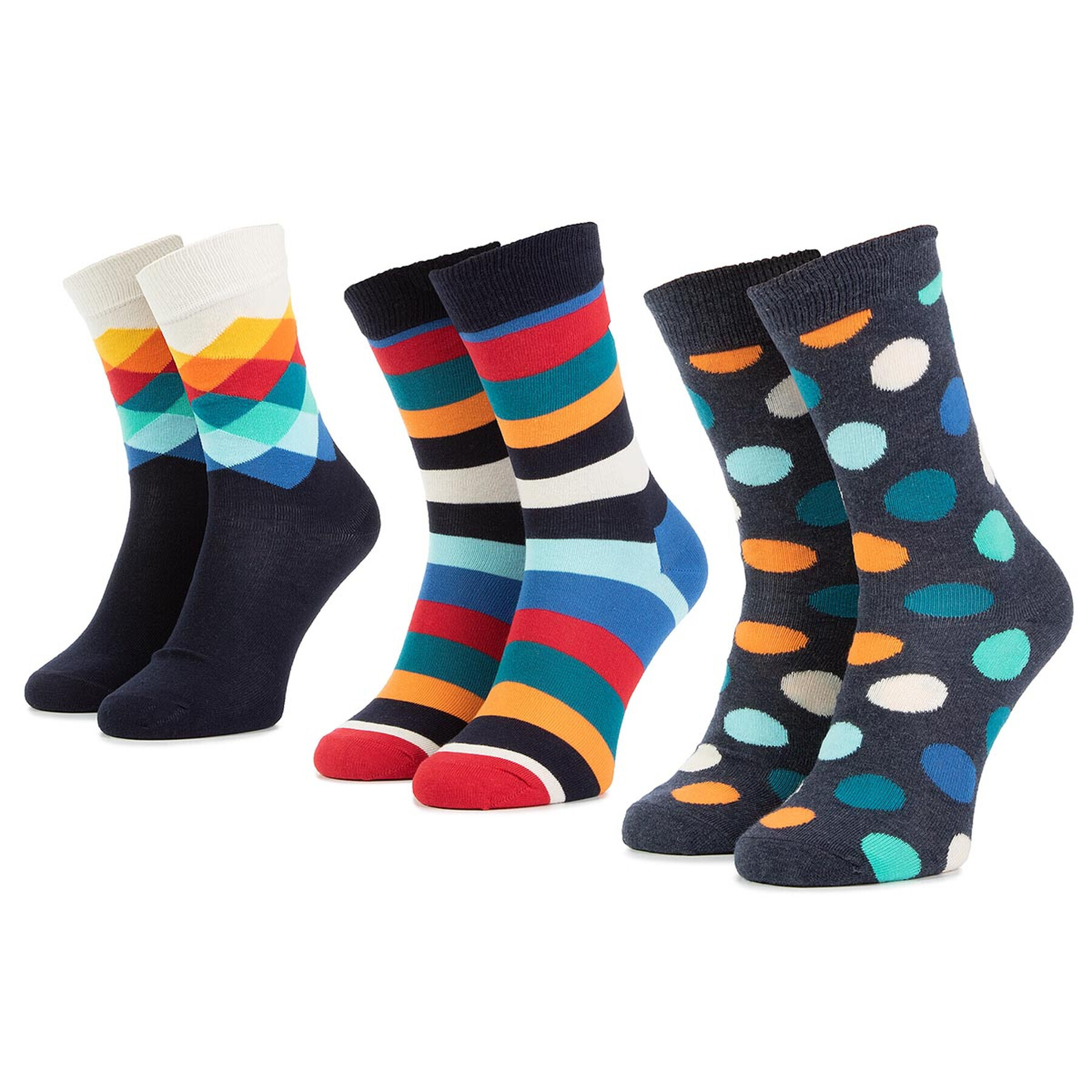 Happy Socks Комплект 3 чифта дълги чорапи мъжки XMIX08-6000 Цветен - Pepit.bg