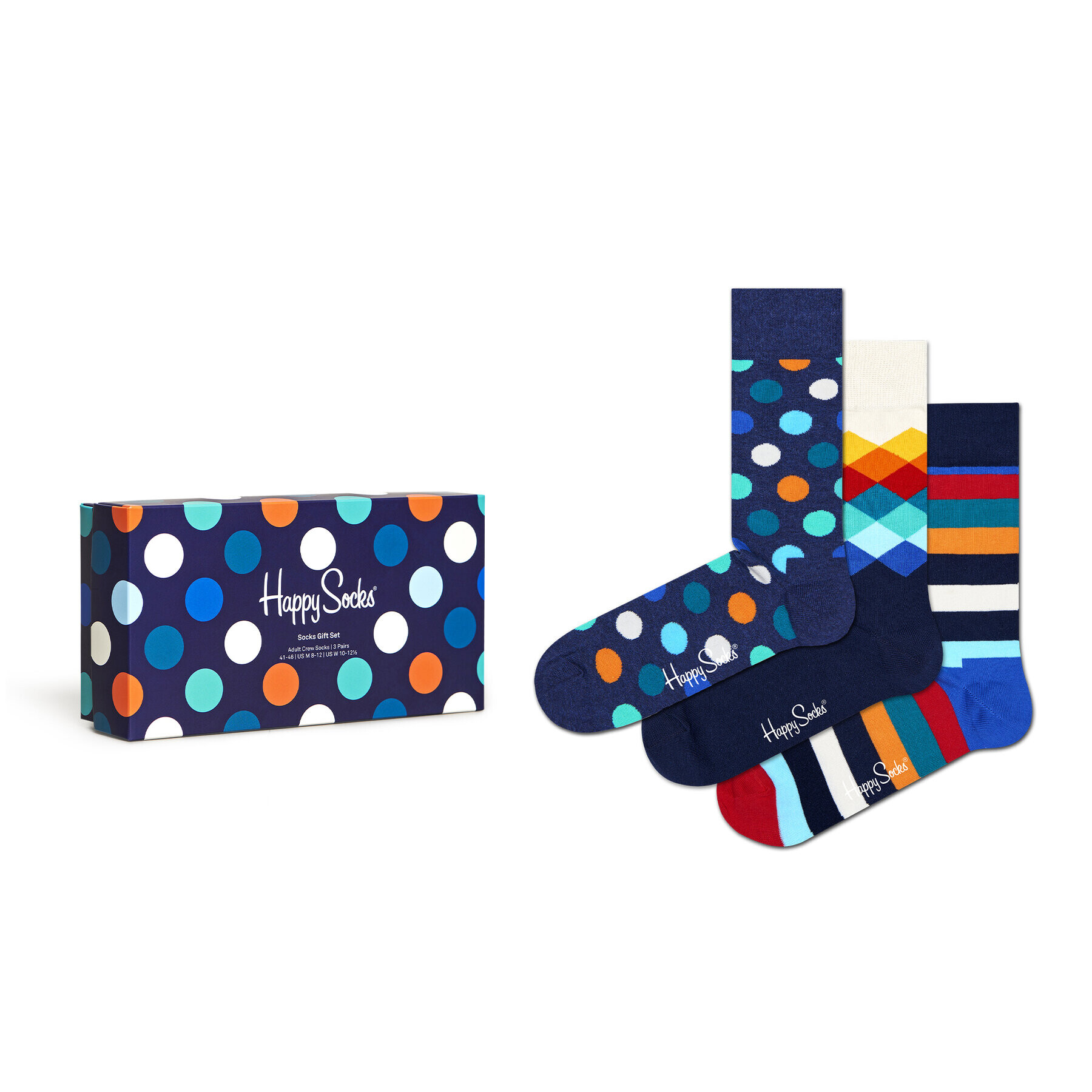 Happy Socks Комплект 3 чифта дълги чорапи мъжки XMIX08-6000 Цветен - Pepit.bg