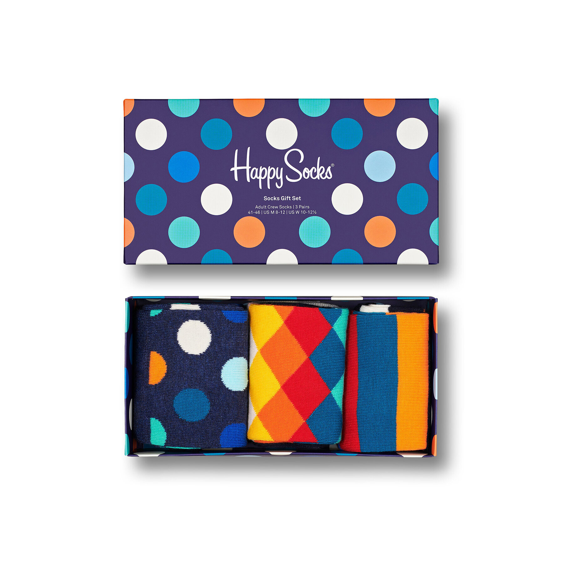 Happy Socks Комплект 3 чифта дълги чорапи мъжки XMIX08-6000 Цветен - Pepit.bg