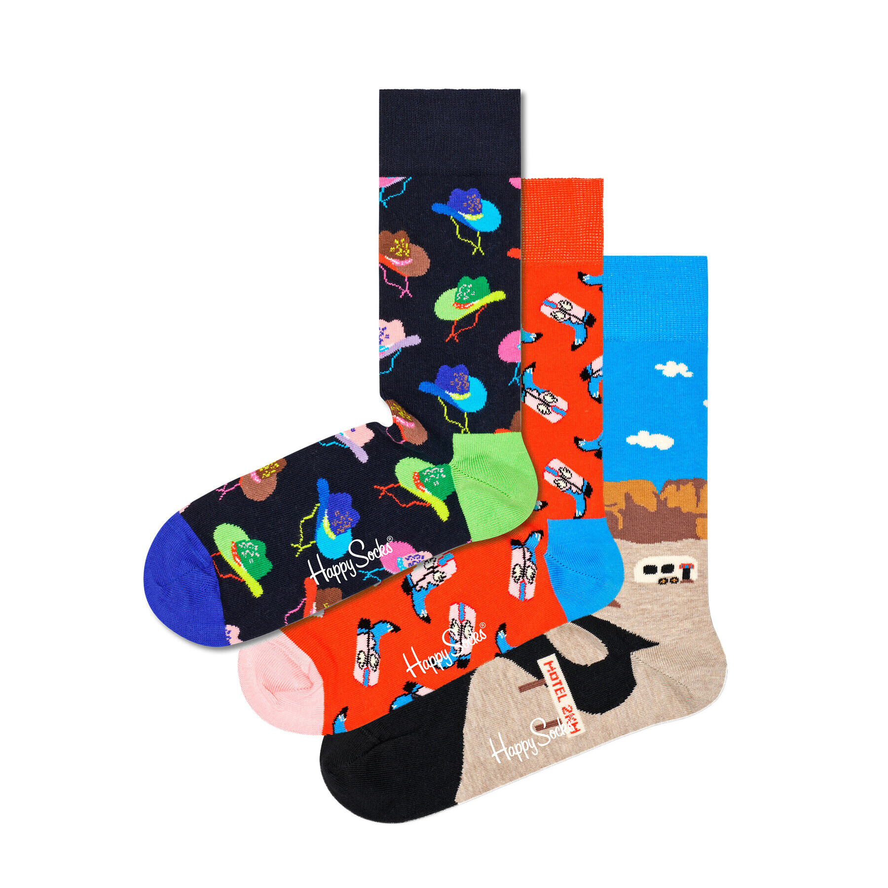 Happy Socks Комплект 3 чифта дълги чорапи мъжки XWET08-0200 Цветен - Pepit.bg