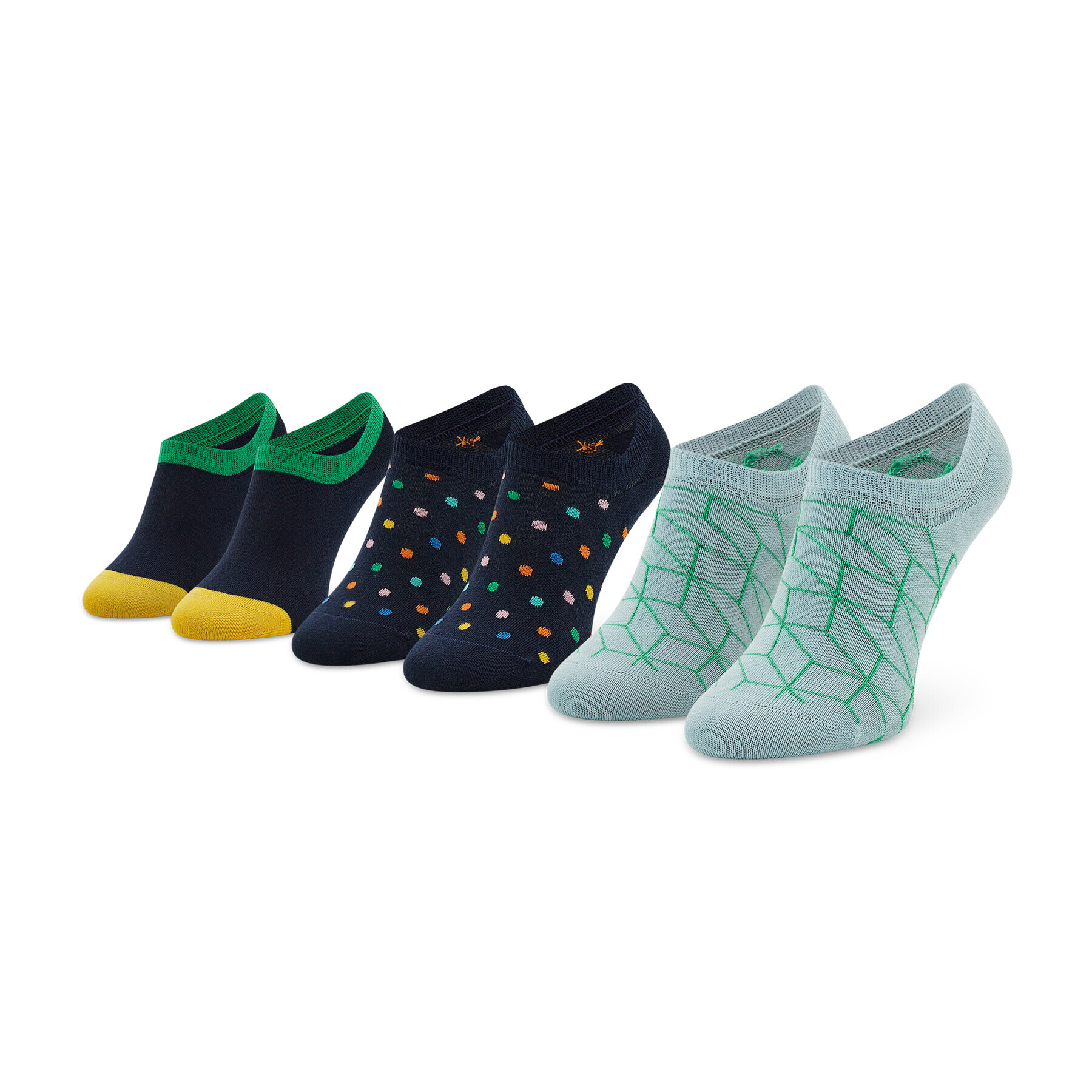 Happy Socks Комплект 3 чифта къси чорапи унисекс DOT39-6500 Цветен - Pepit.bg