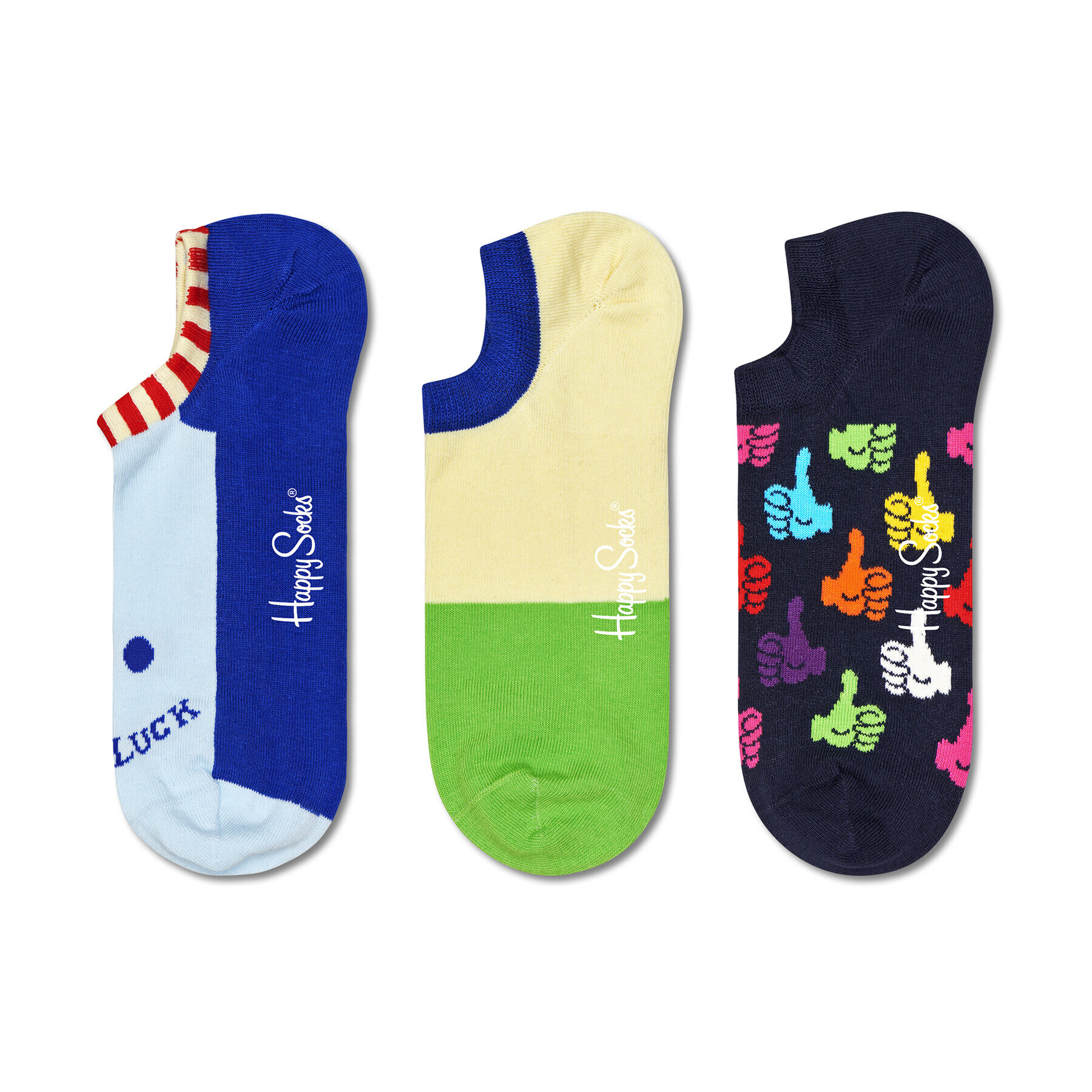 Happy Socks Комплект 3 чифта къси чорапи унисекс LUK39-6000 Цветен - Pepit.bg