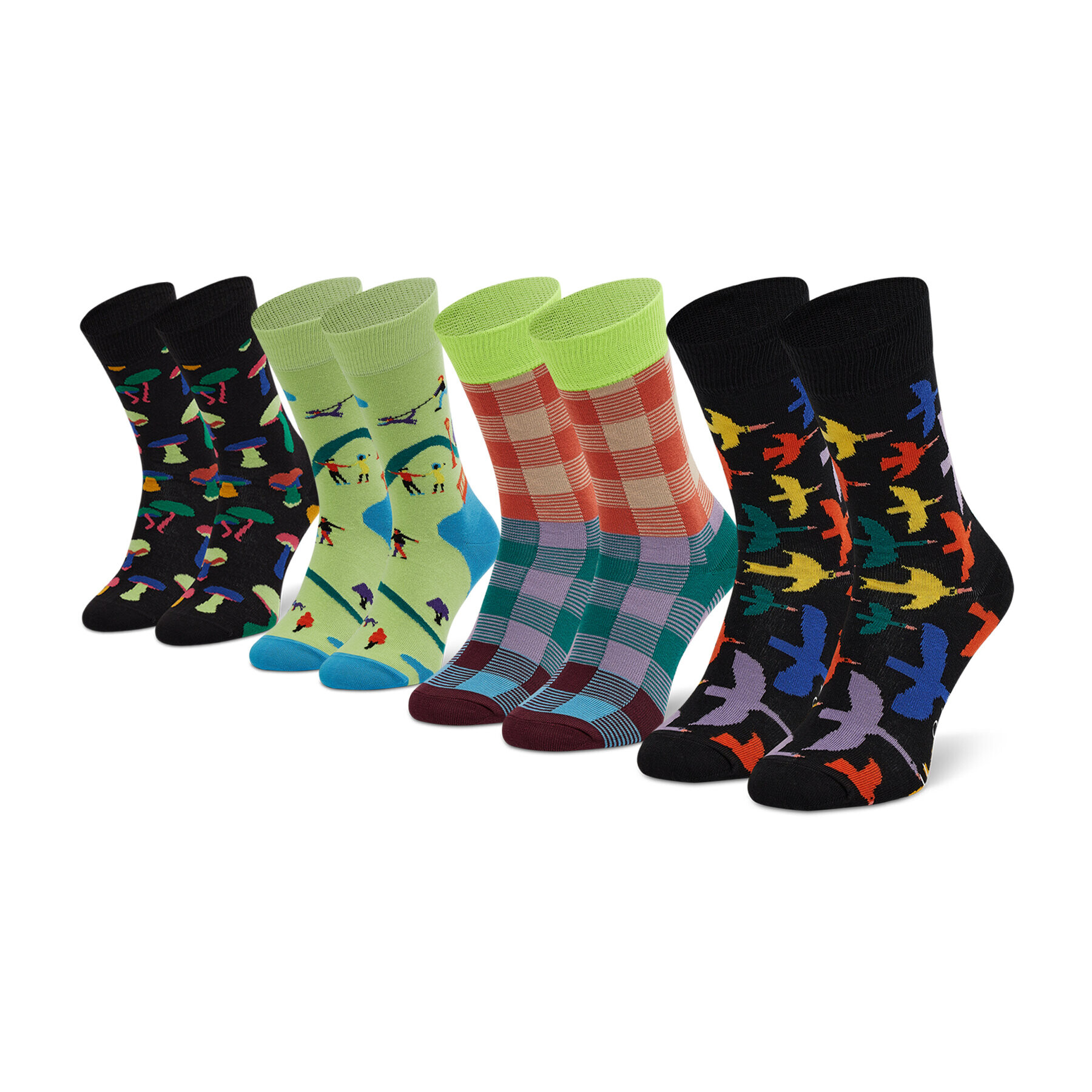 Happy Socks Комплект 4 чифта дълги чорапи мъжки XITW09-7300 Черен - Pepit.bg