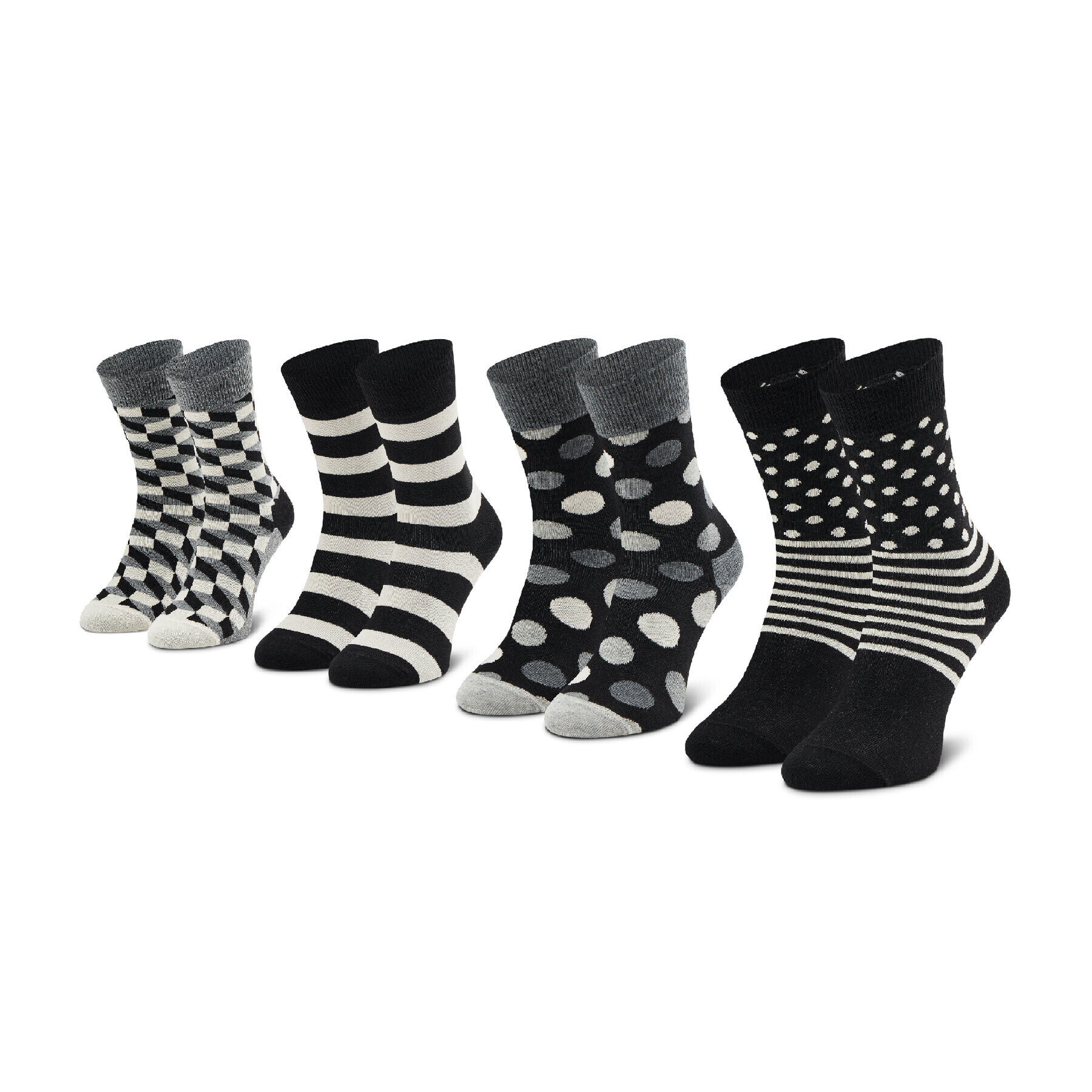 Happy Socks Комплект 4 чифта дълги чорапи унисекс XCBW09-9100 Черен - Pepit.bg