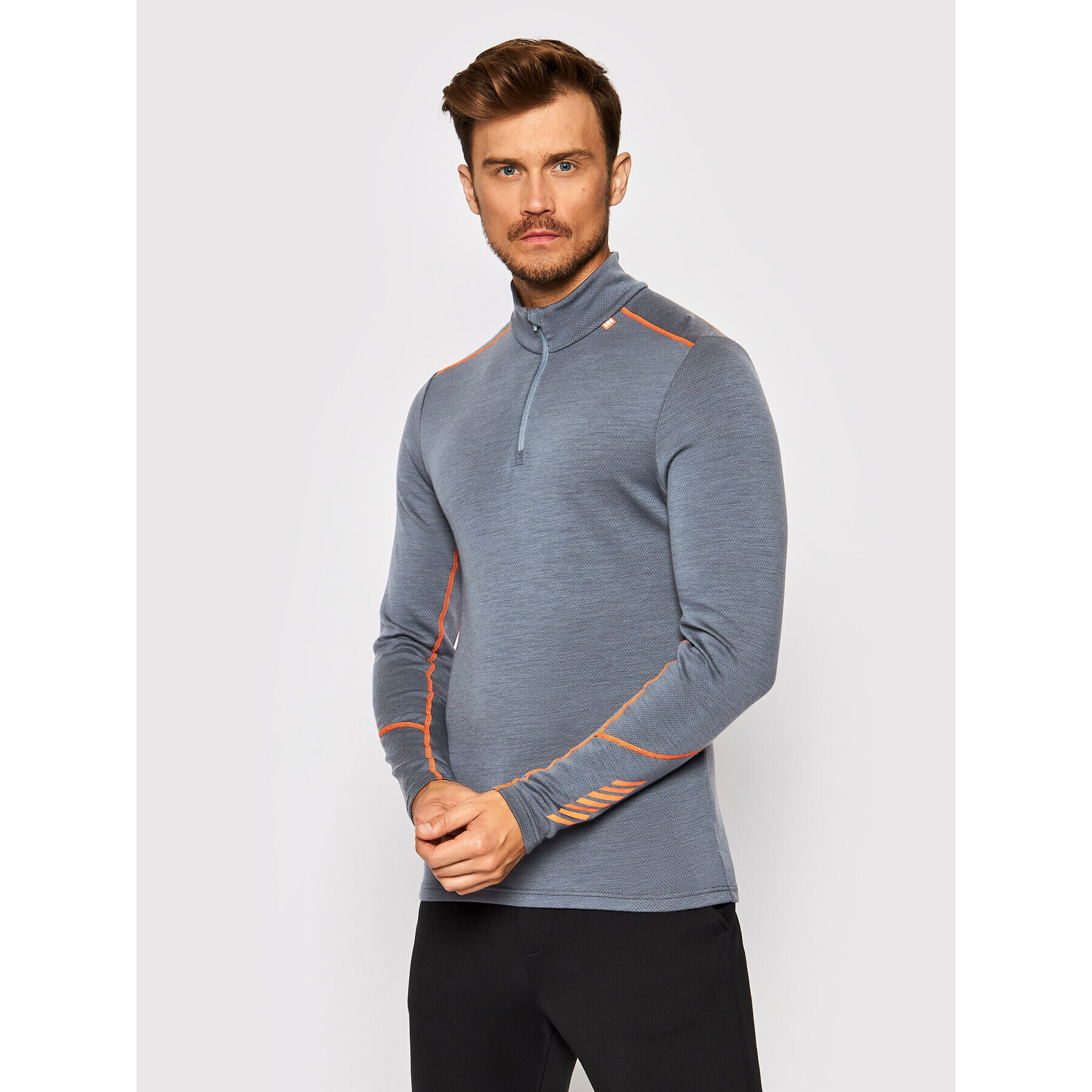 Helly Hansen Тениска от техническо трико Lifa Merino Midweight ½ Zip 49363 Сив Regular Fit - Pepit.bg