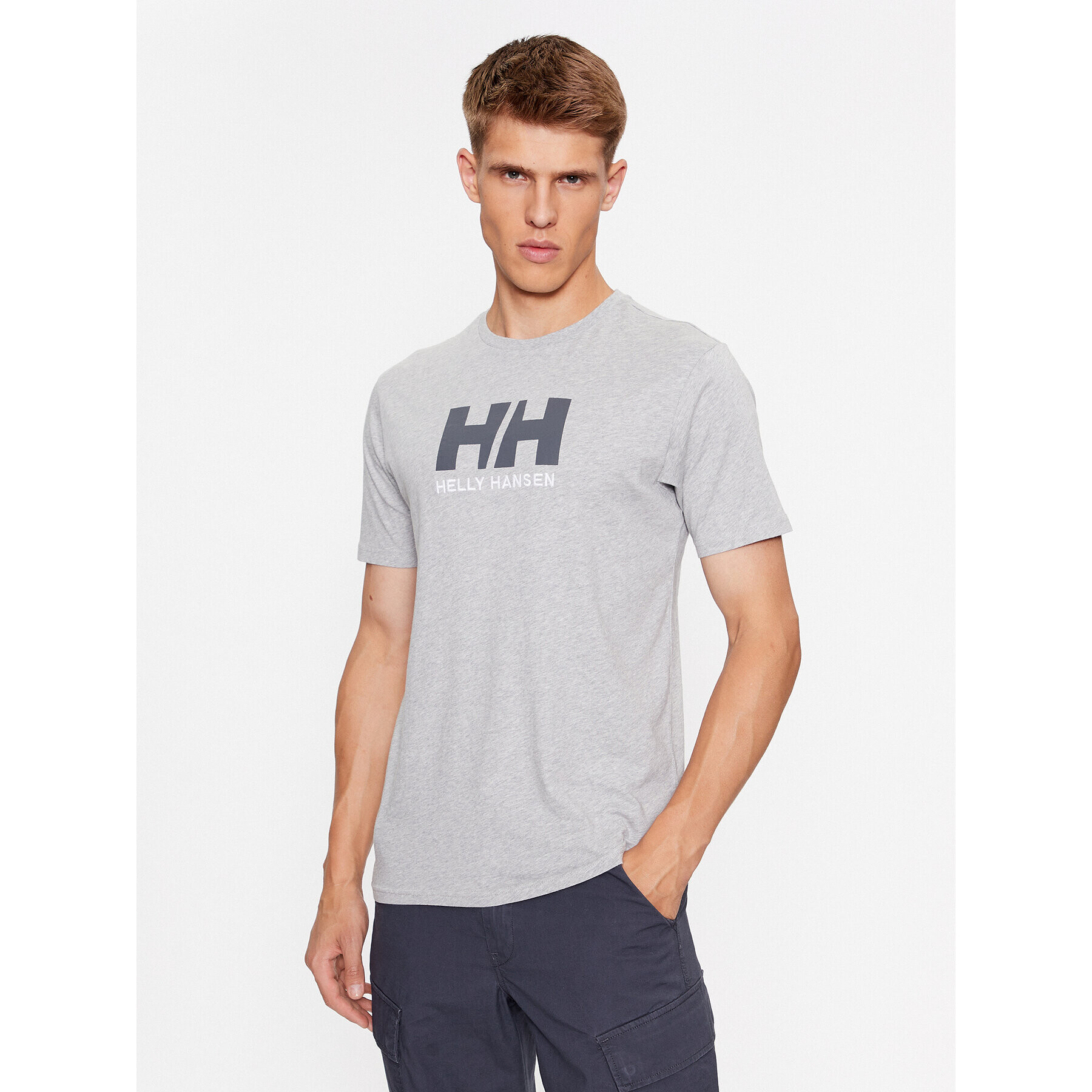 Helly Hansen Тишърт Logo 33979 Сив Regular Fit - Pepit.bg