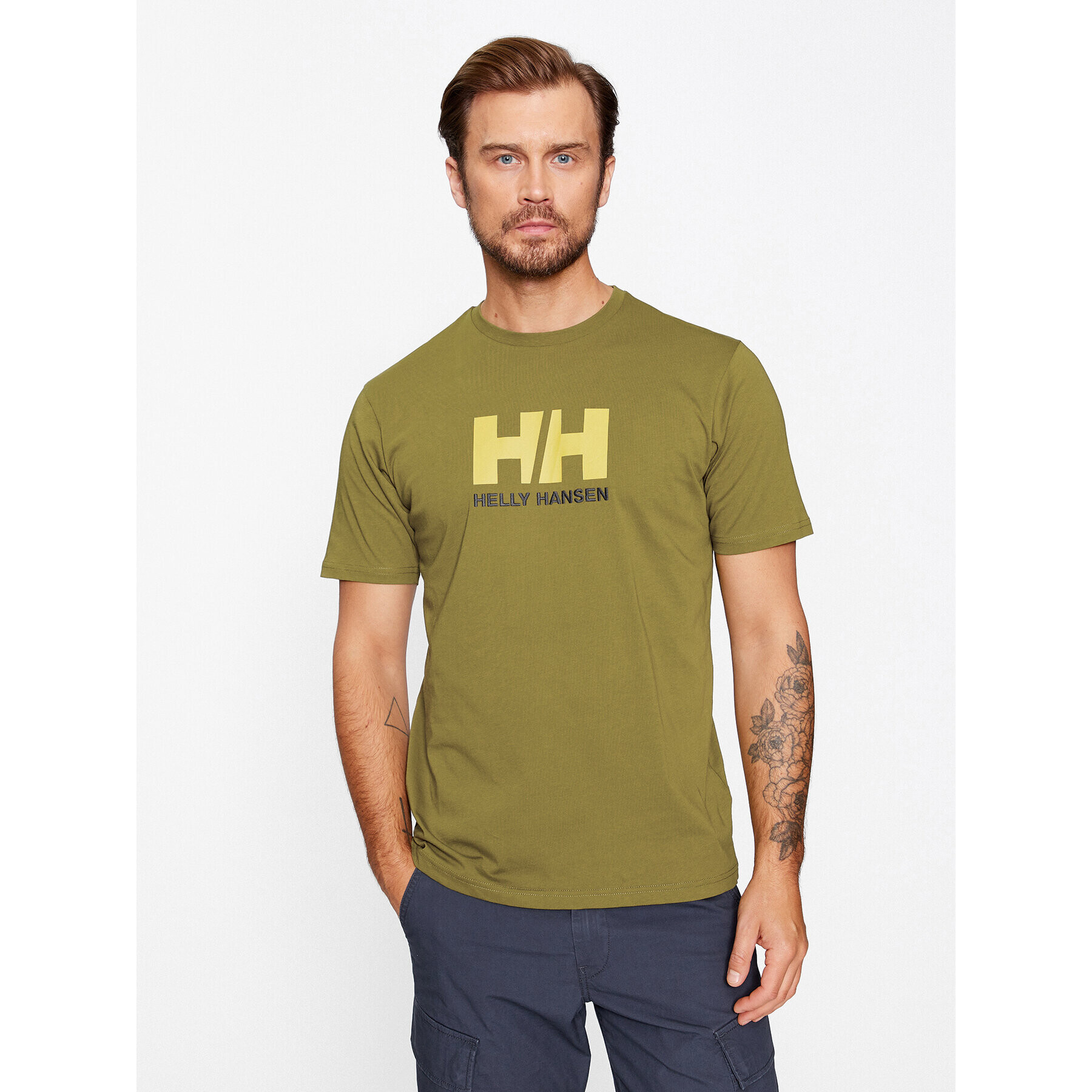 Helly Hansen Тишърт Logo 33979 Зелен Regular Fit - Pepit.bg