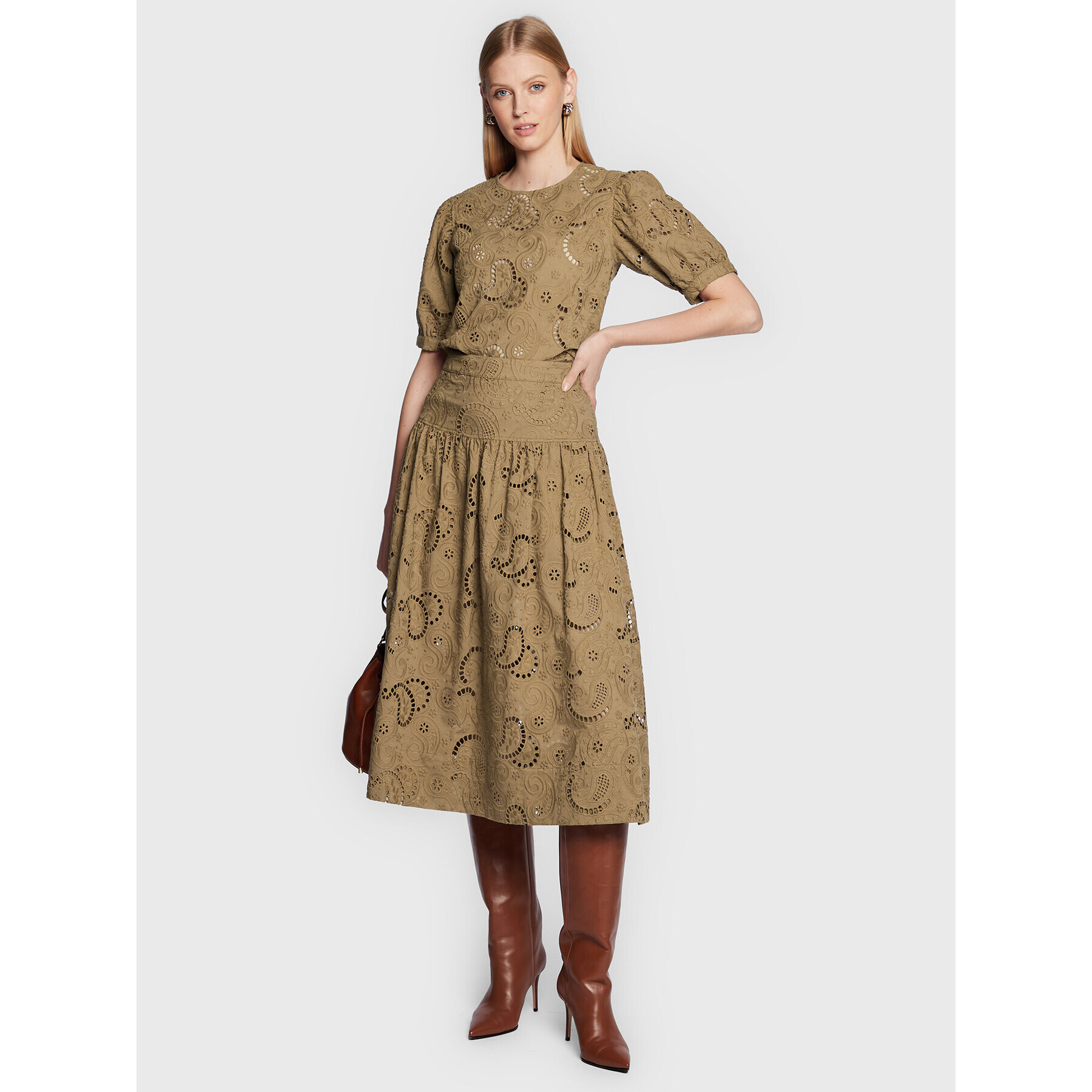 Herskind Миди пола Ingrid 4662831 Кафяв Regular Fit - Pepit.bg