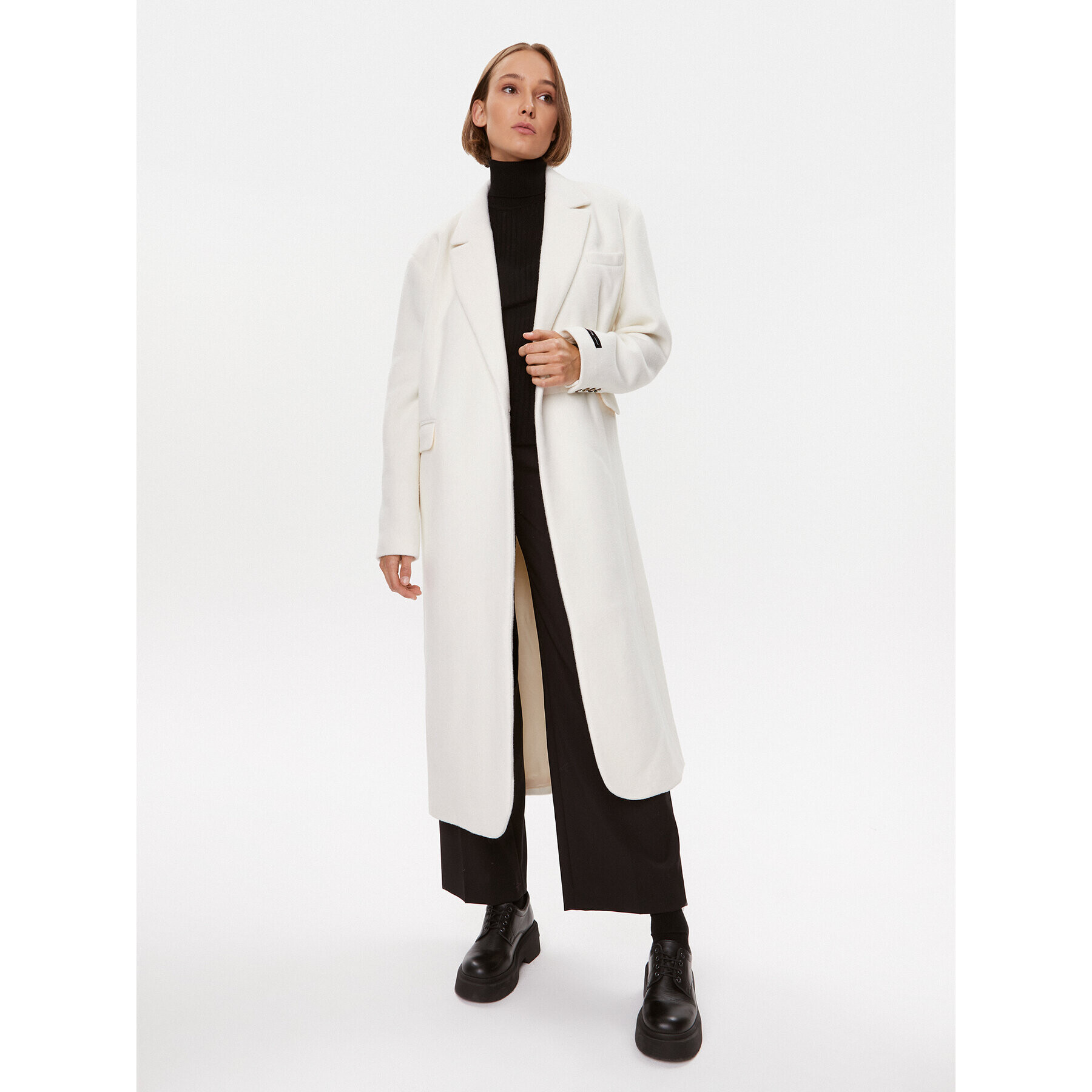 Herskind Вълнено палто Wanda 4575816 Екрю Oversize - Pepit.bg