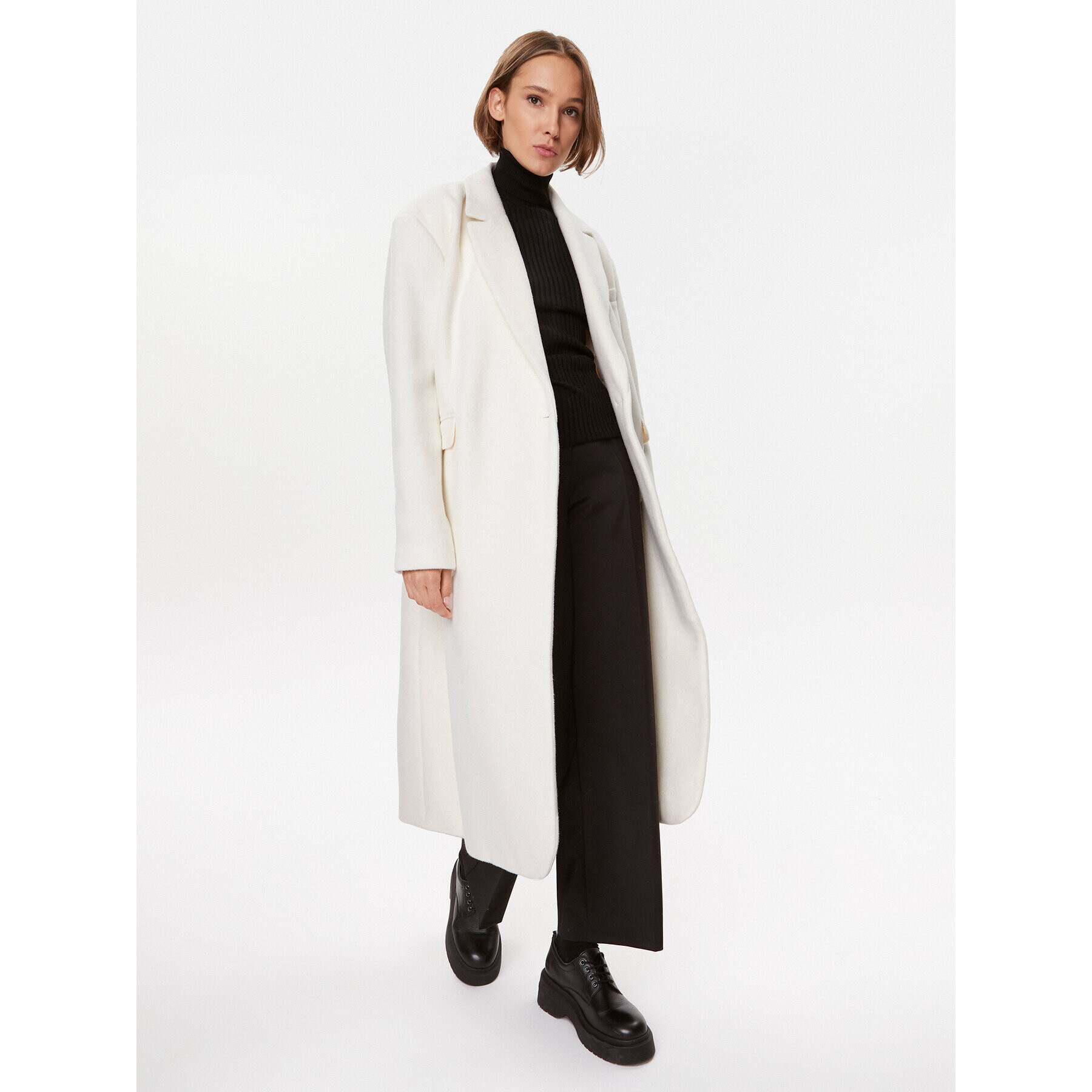 Herskind Вълнено палто Wanda 4575816 Екрю Oversize - Pepit.bg