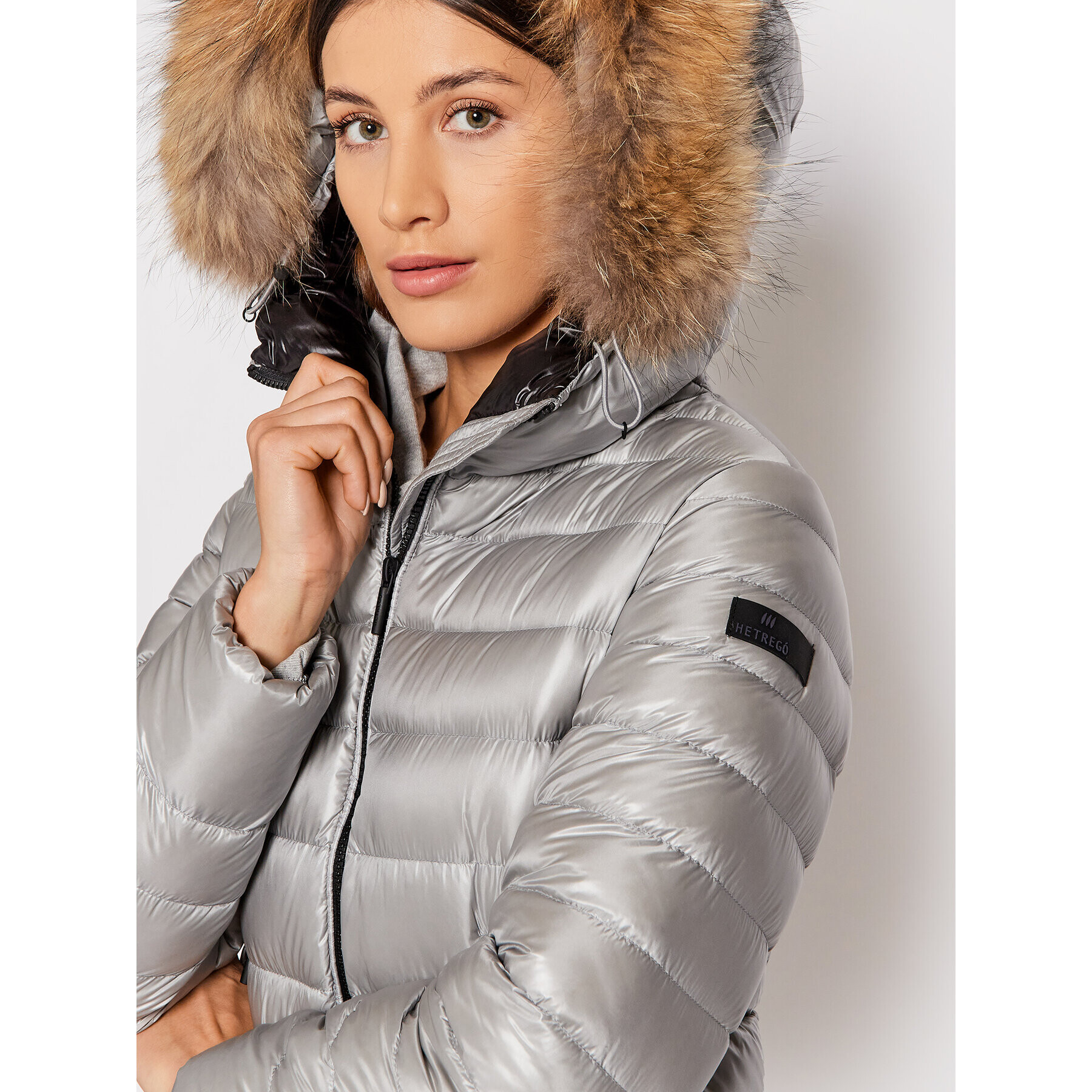 Hetregó Пухено яке Hekate 8L714M 21WD04 Сив Slim Fit - Pepit.bg