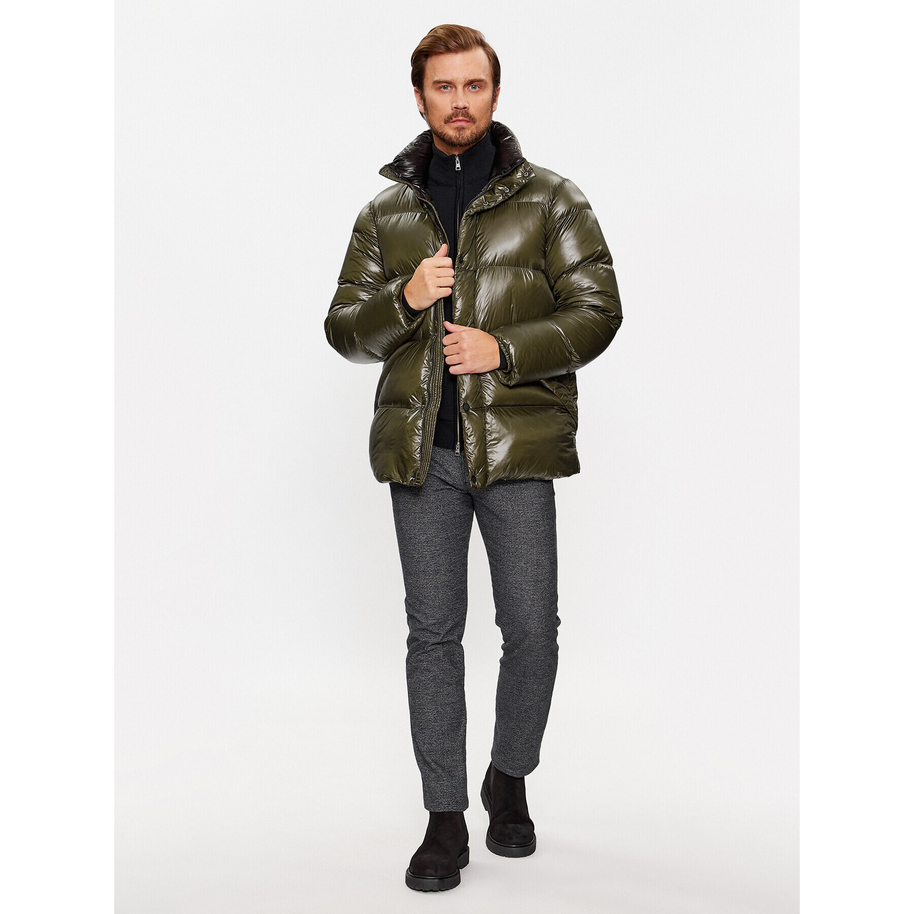 Hetregó Пухено яке Justin 8K562 Зелен Regular Fit - Pepit.bg