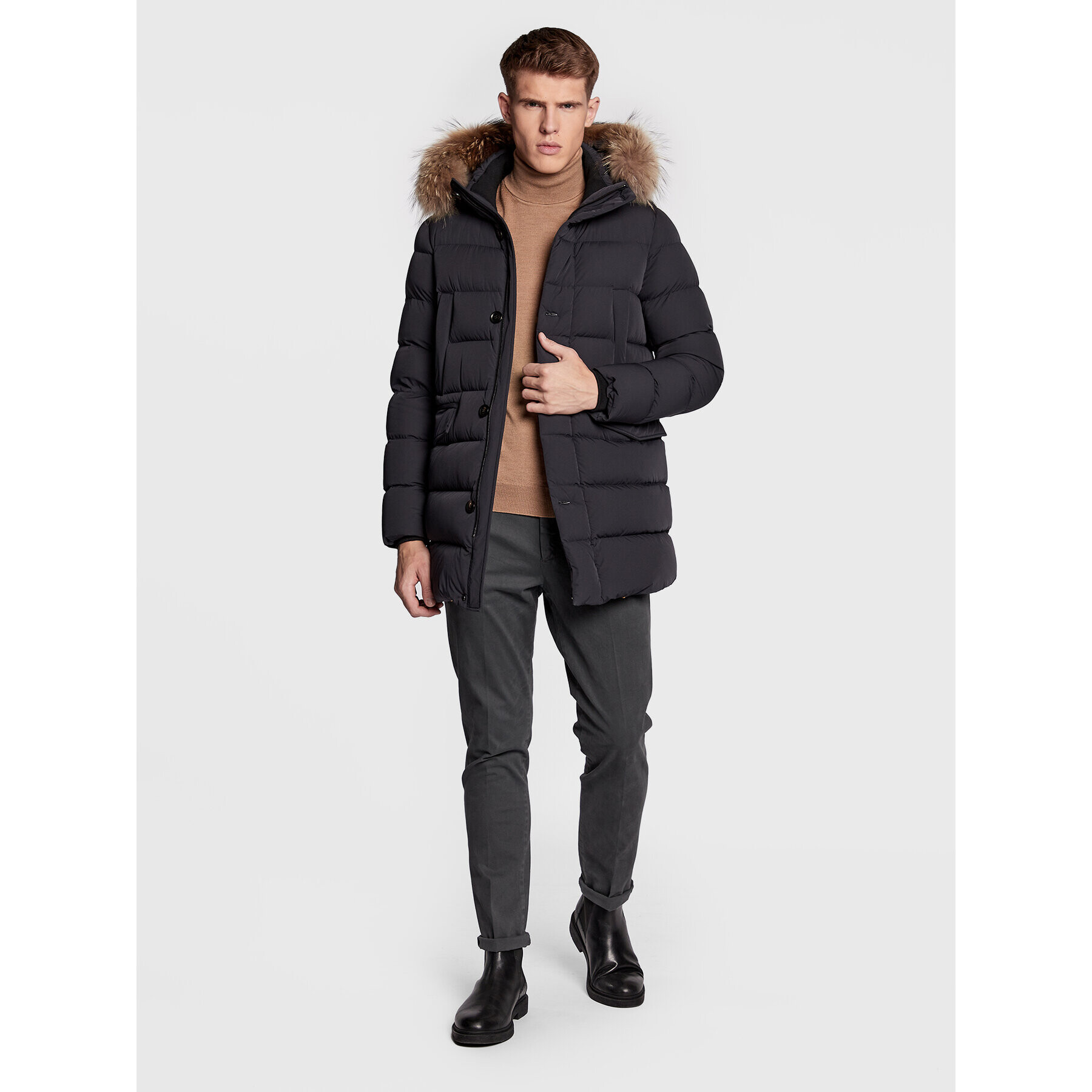 Hetregó Пухено яке Parker 8M436M 22WU09 Черен Regular Fit - Pepit.bg