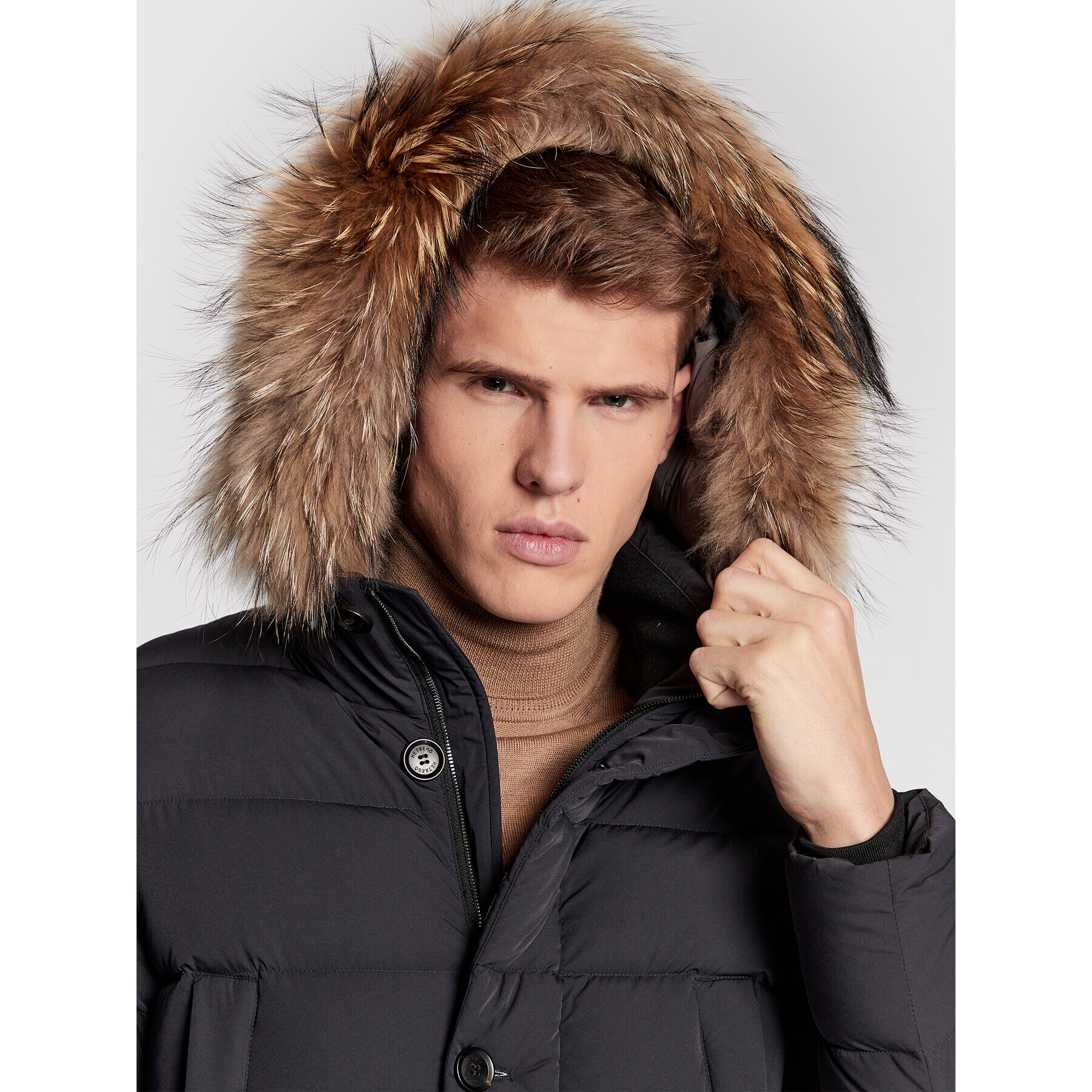 Hetregó Пухено яке Parker 8M436M 22WU09 Черен Regular Fit - Pepit.bg