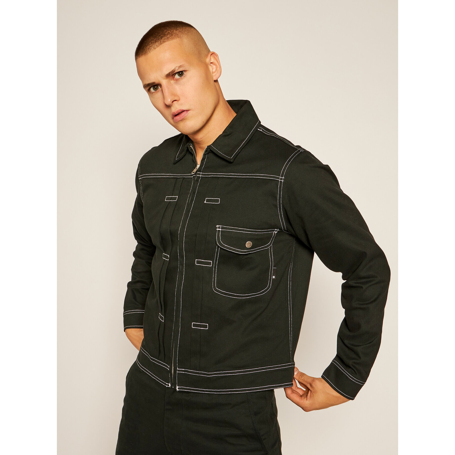 HUF Дънково яке Lincoln JK00240 Черен Regular Fit - Pepit.bg