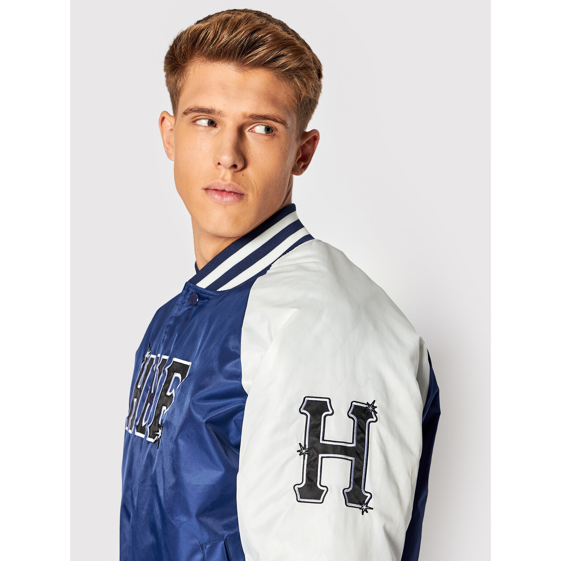 HUF Яке бомбър Satin Baseball JK00344 Тъмносин Regular Fit - Pepit.bg