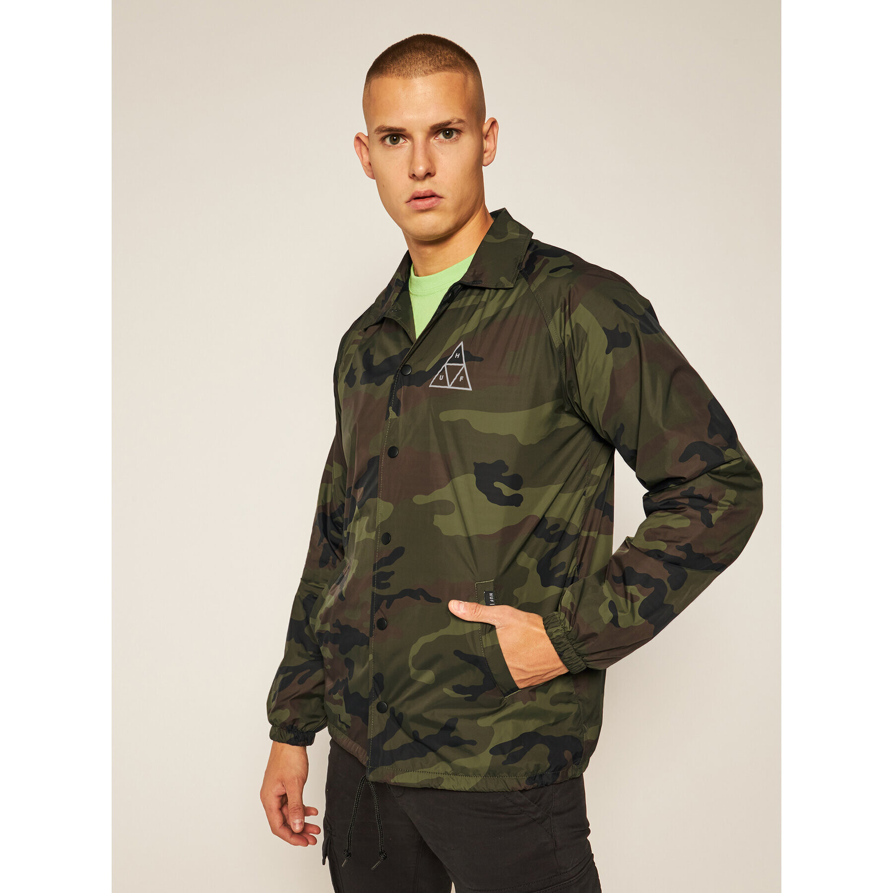 HUF Преходно яке Essentials JK00116 Зелен Regular Fit - Pepit.bg