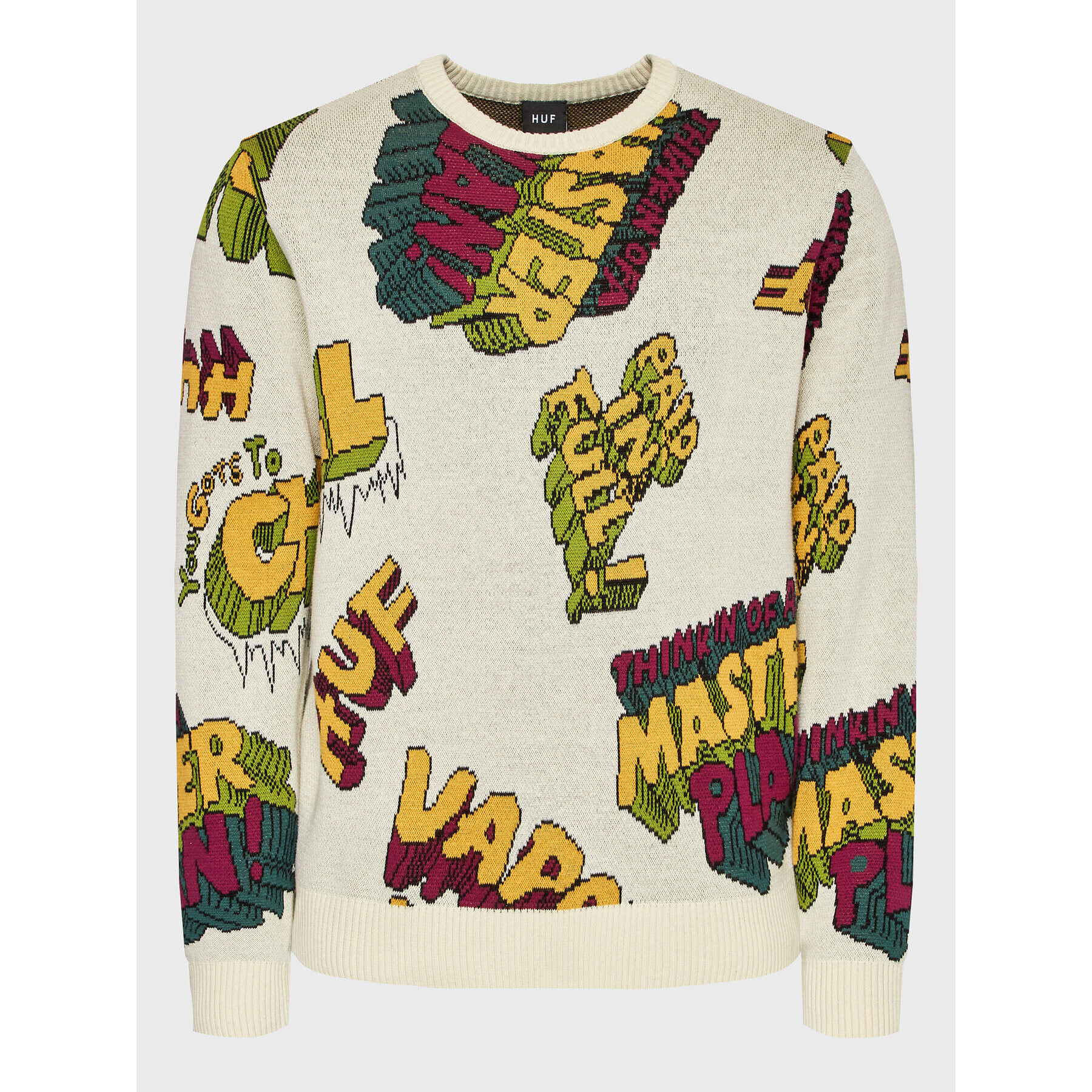 HUF Пуловер Paid In Full KN00427 Екрю Regular Fit - Pepit.bg
