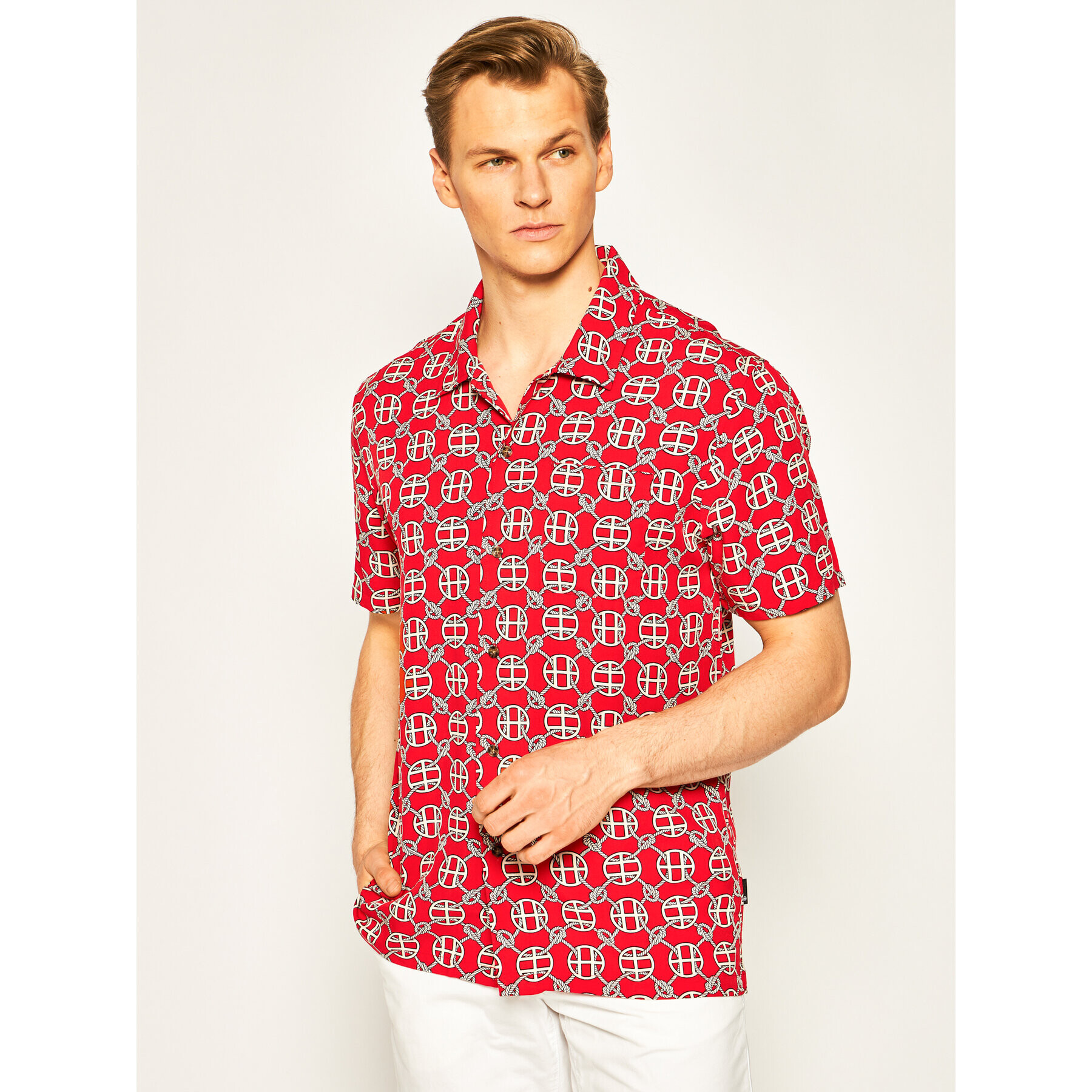 HUF Риза Atelier Resort Woven BU00066 Червен Regular Fit - Pepit.bg