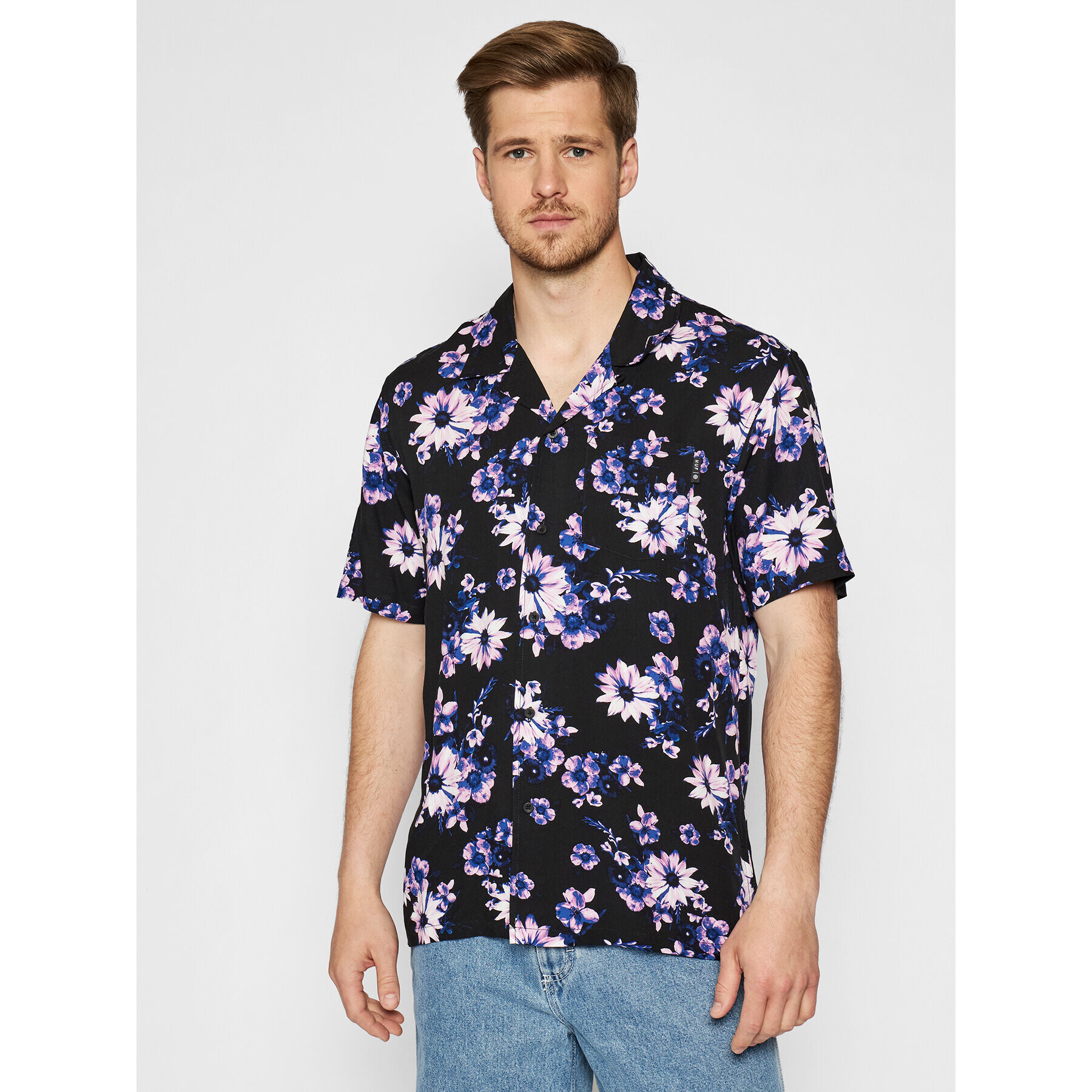 HUF Риза Dazy Resort BU00096 Черен Regular Fit - Pepit.bg