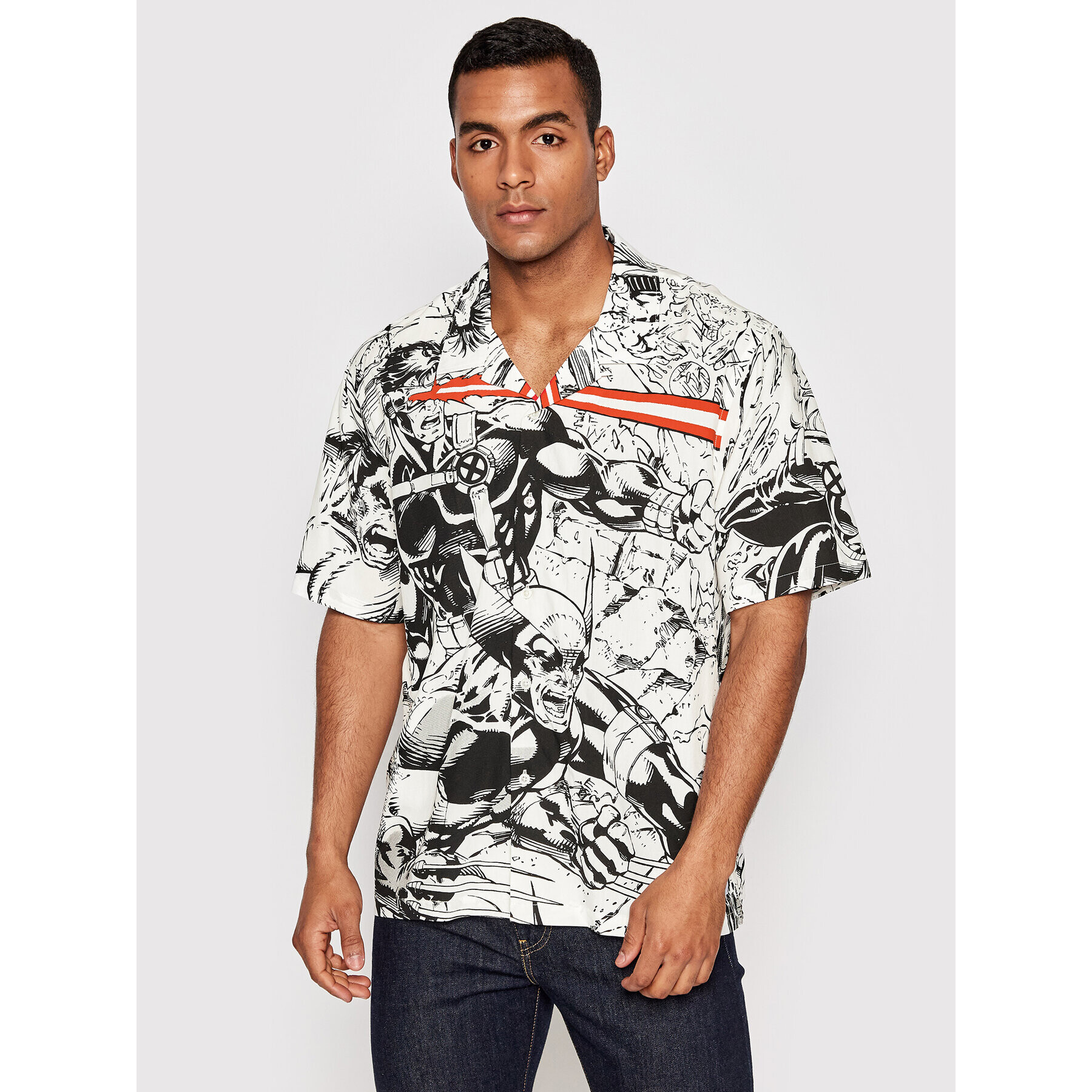 HUF Риза MARVEL X-Men Resort BU00172 Бял Relaxed Fit - Pepit.bg
