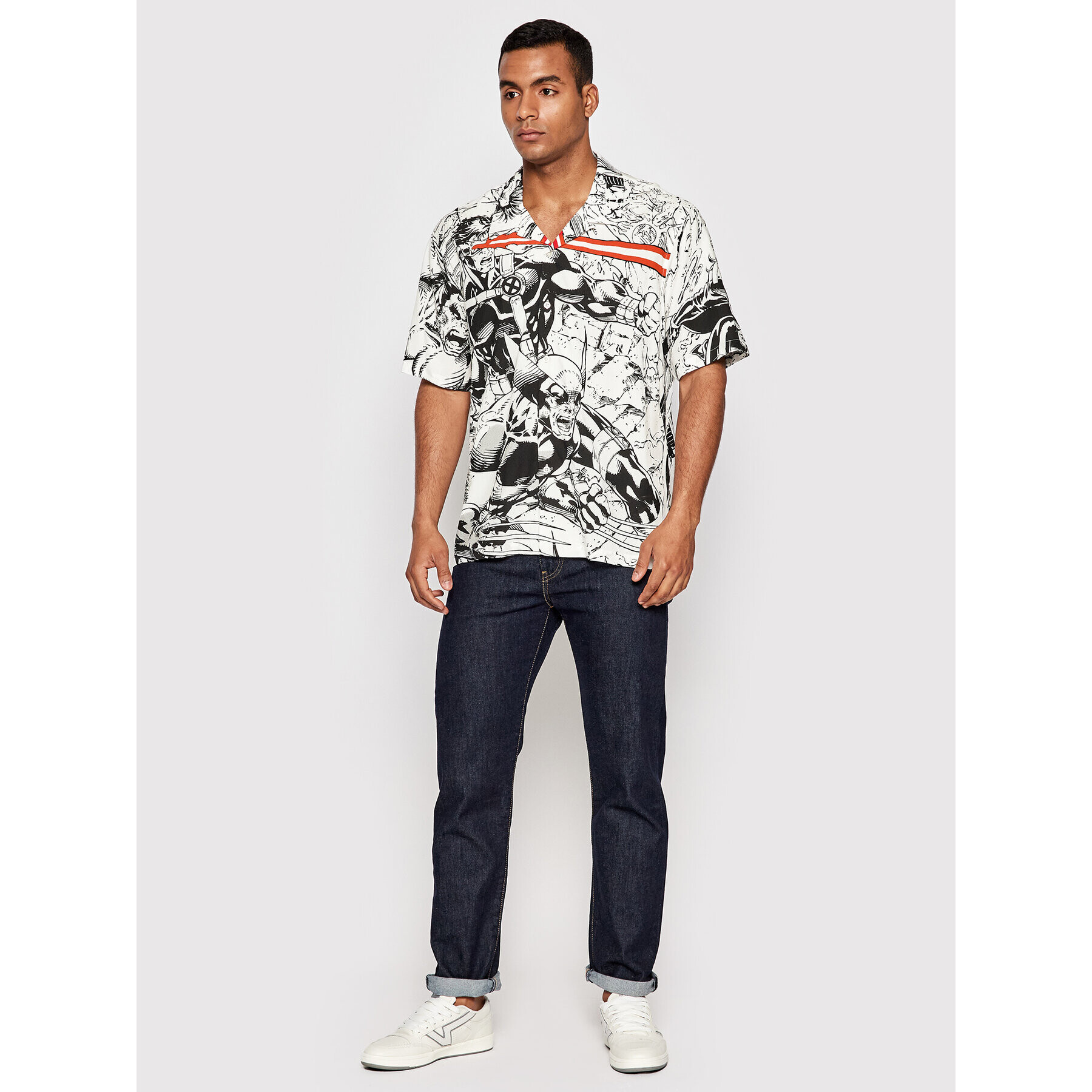 HUF Риза MARVEL X-Men Resort BU00172 Бял Relaxed Fit - Pepit.bg
