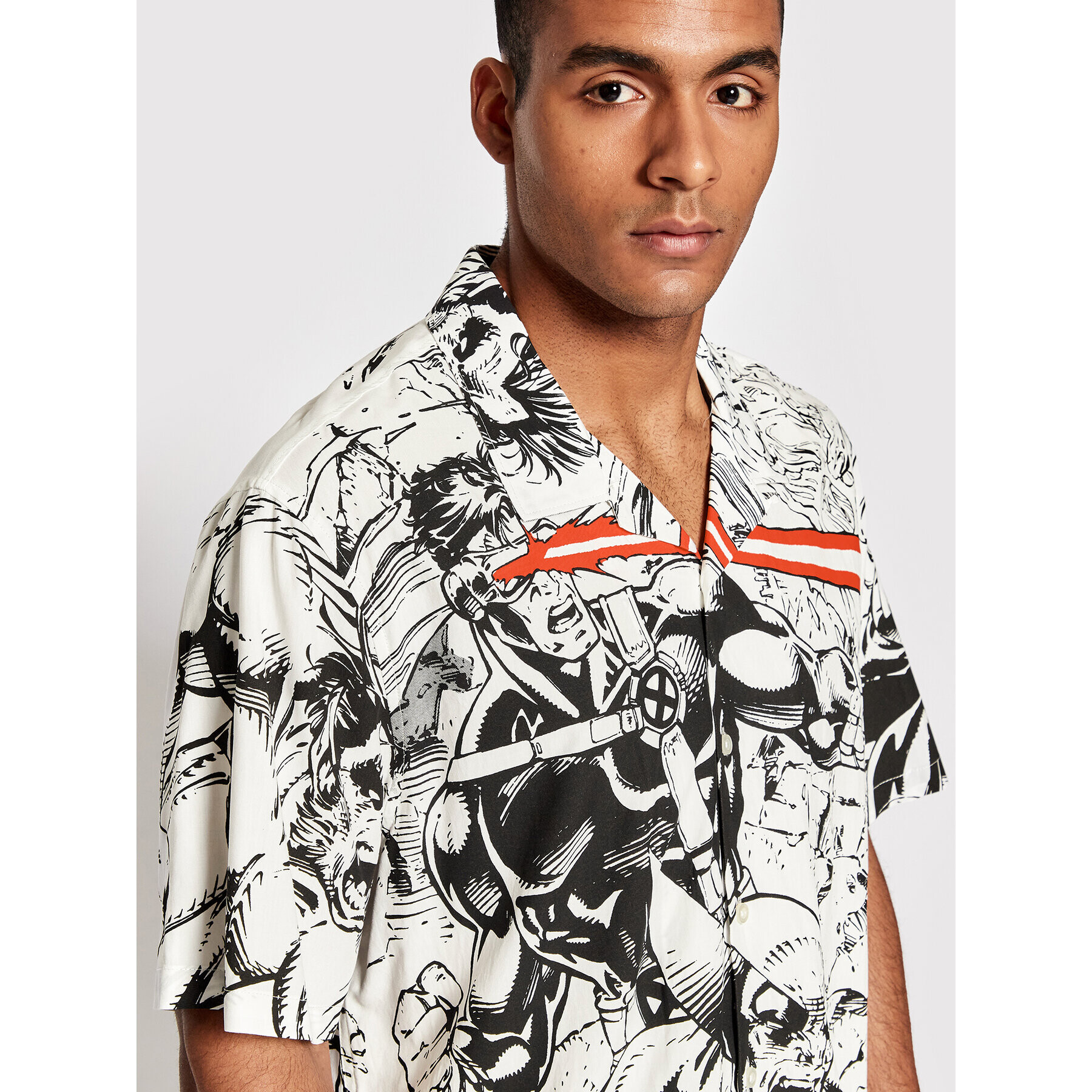 HUF Риза MARVEL X-Men Resort BU00172 Бял Relaxed Fit - Pepit.bg