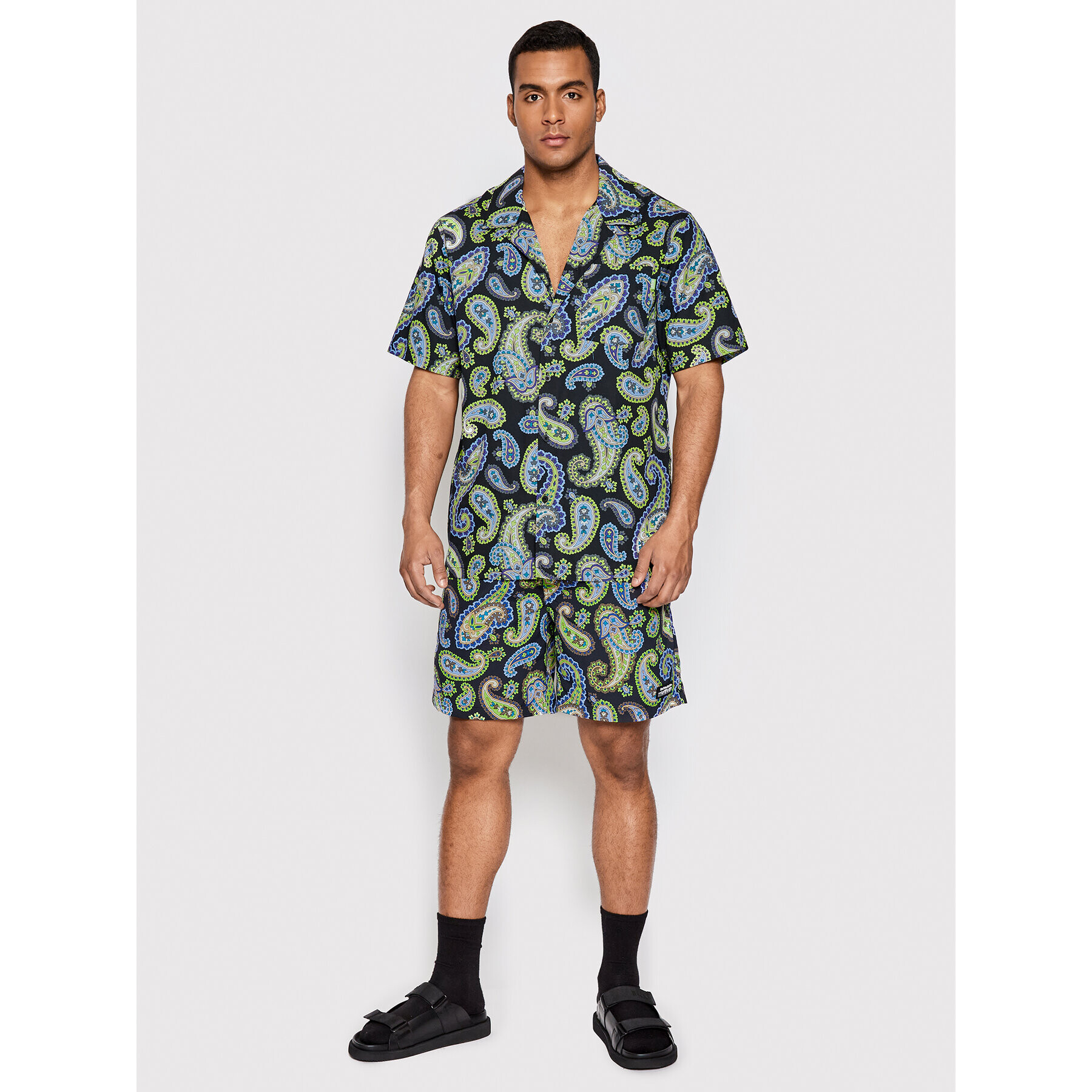 HUF Риза Paisley BU00145 Черен Relaxed Fit - Pepit.bg