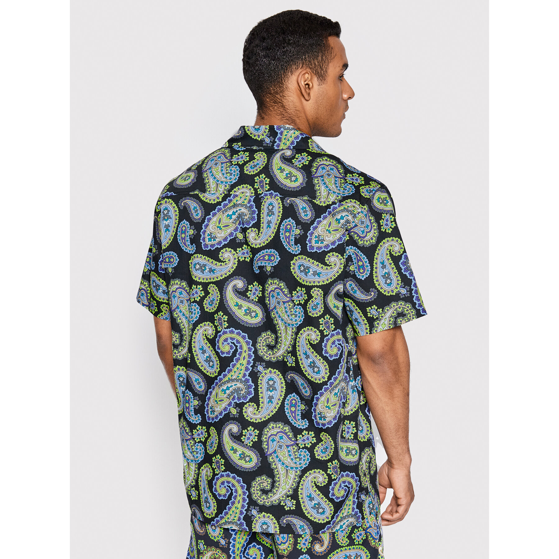 HUF Риза Paisley BU00145 Черен Relaxed Fit - Pepit.bg