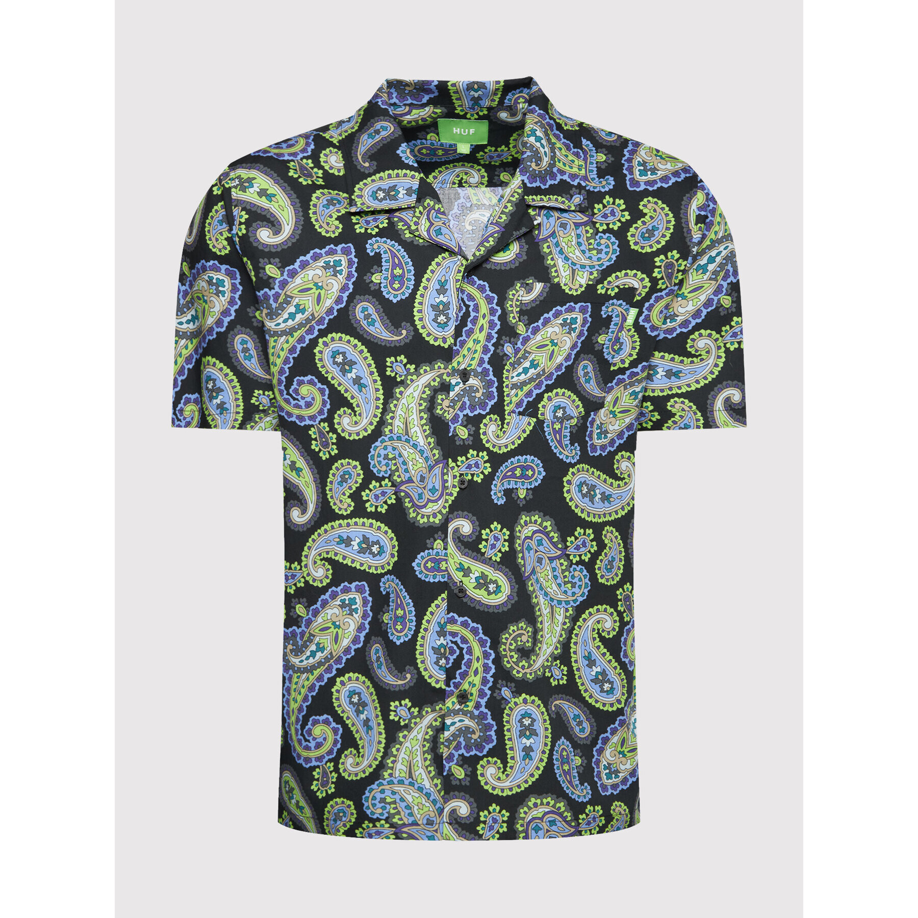 HUF Риза Paisley BU00145 Черен Relaxed Fit - Pepit.bg