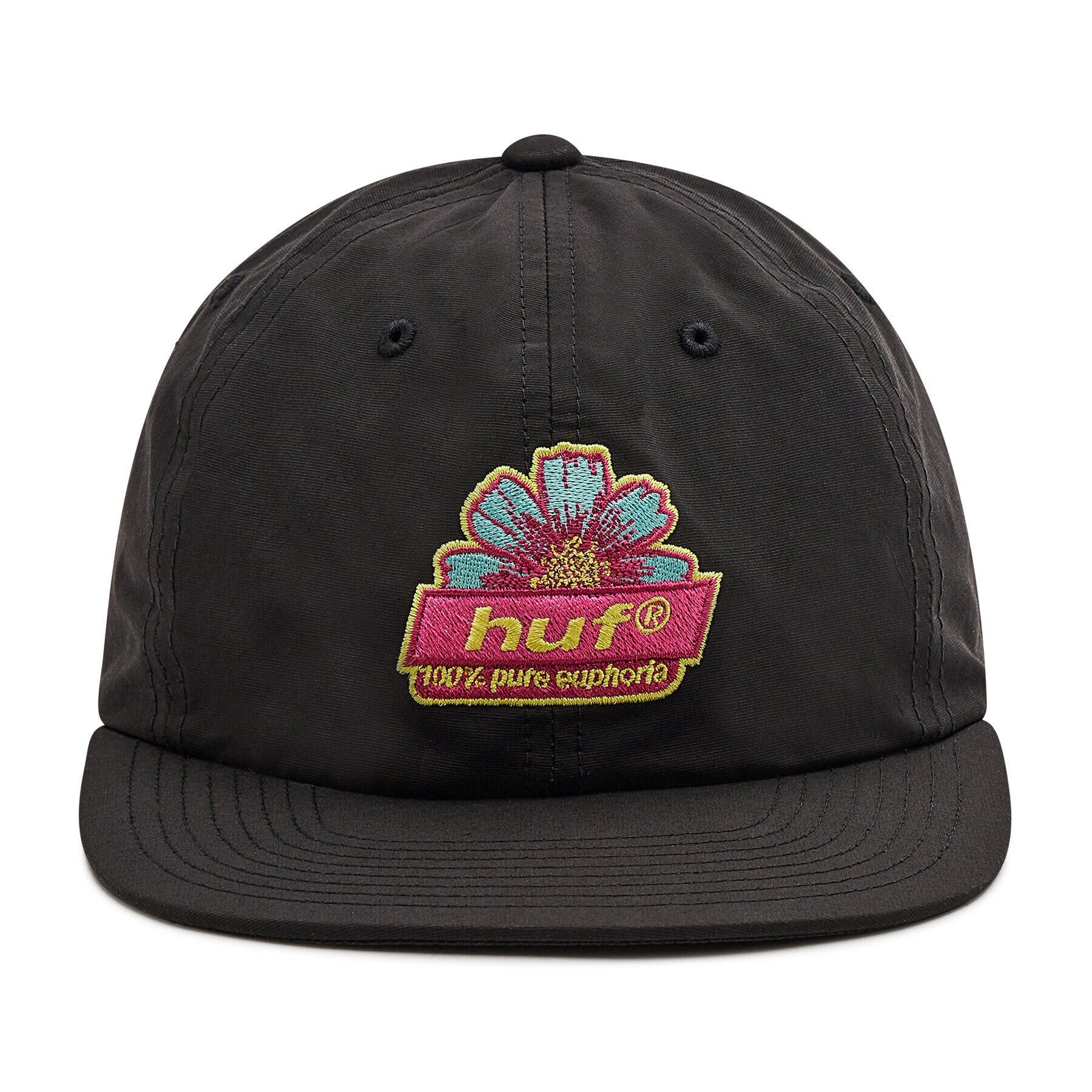 HUF Шапка с козирка Pure 6 Panel HT00525 Черен - Pepit.bg