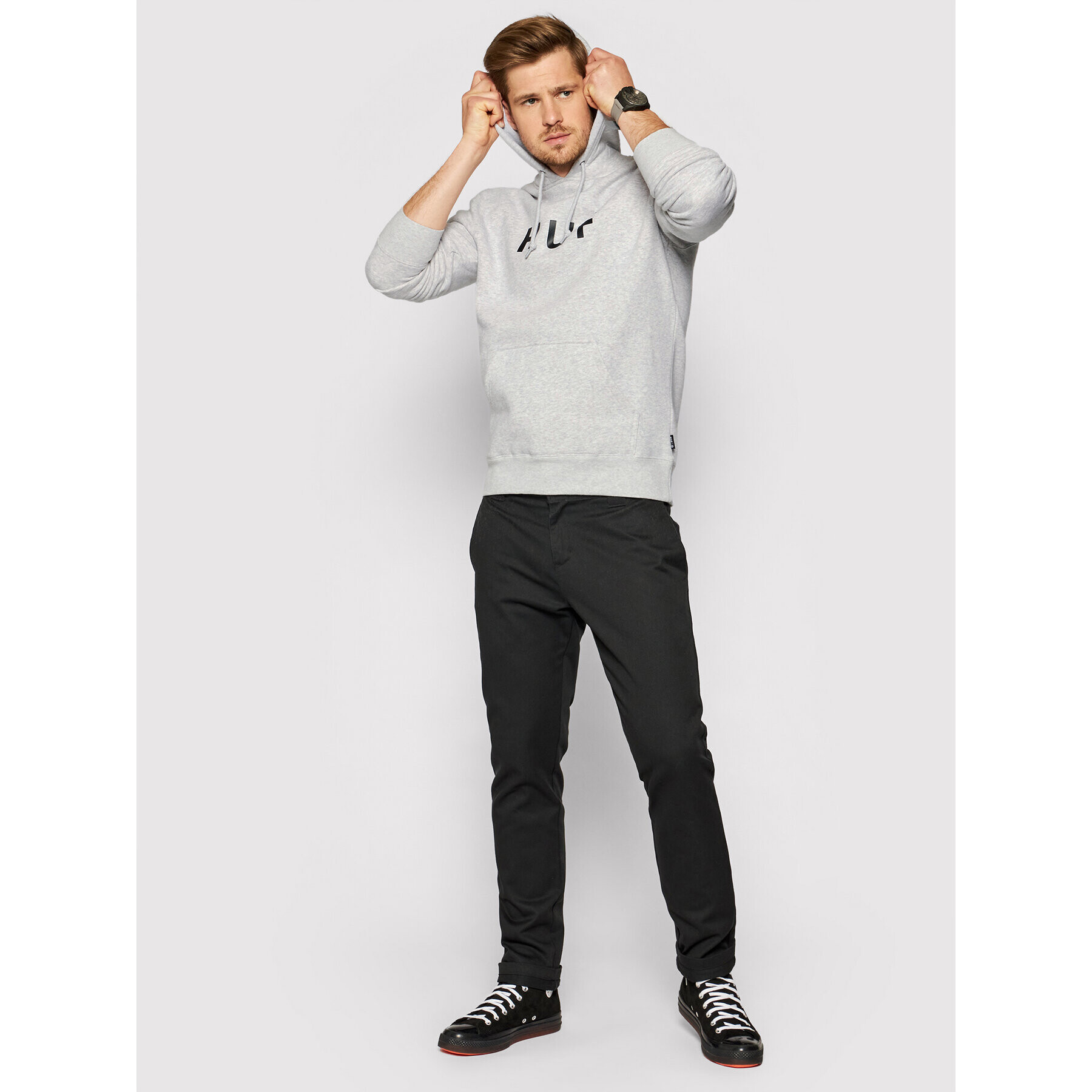 HUF Суитшърт Essentials Og Logo PF00099 Сив Regular Fit - Pepit.bg