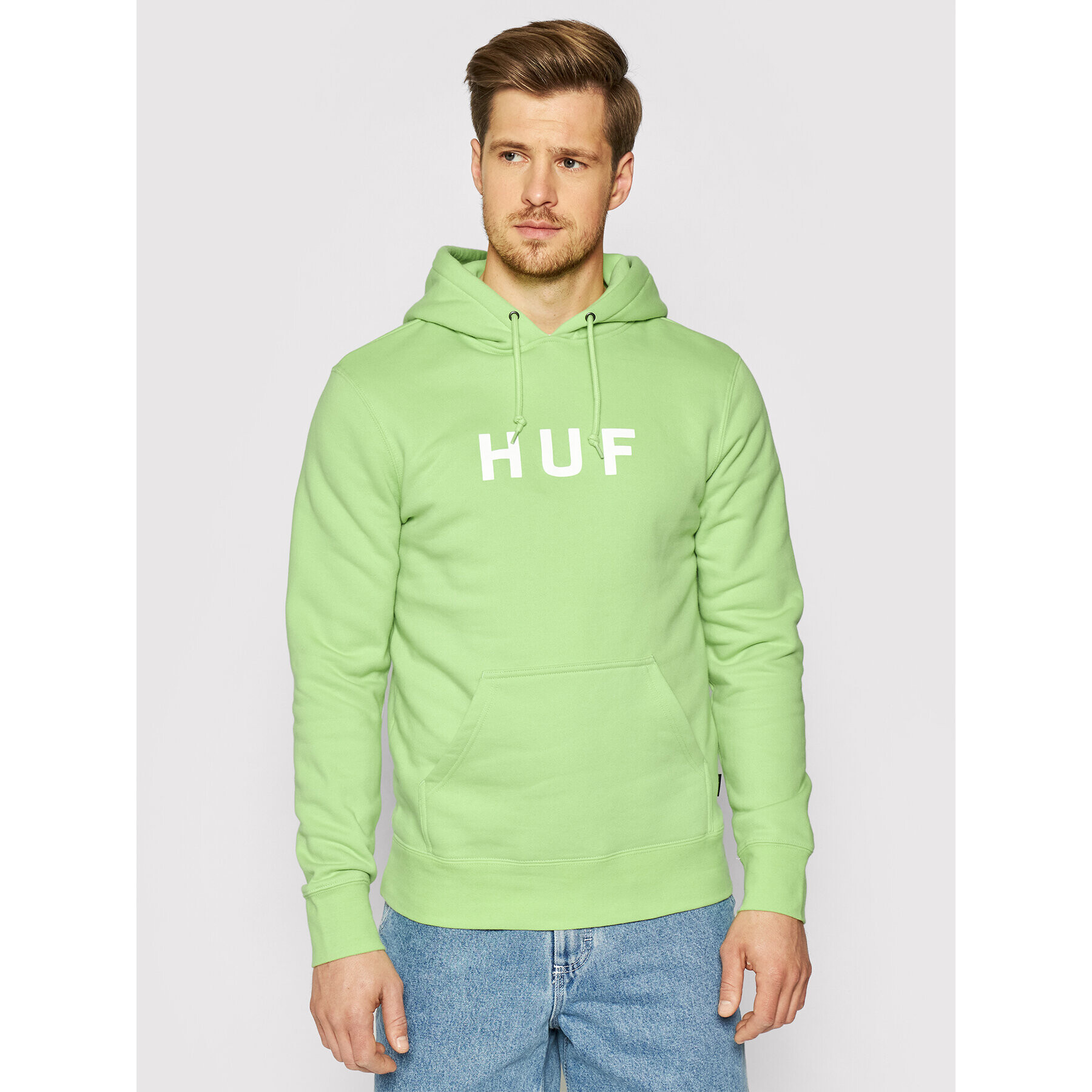 HUF Суитшърт Essentials Og Logo PF00099 Зелен Regular Fit - Pepit.bg