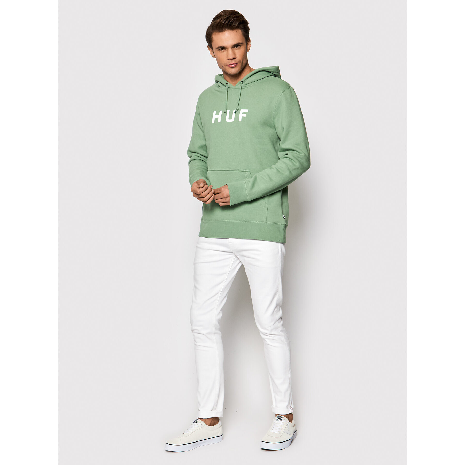 HUF Суитшърт Essentials Og Logo PF00099 Зелен Regular Fit - Pepit.bg