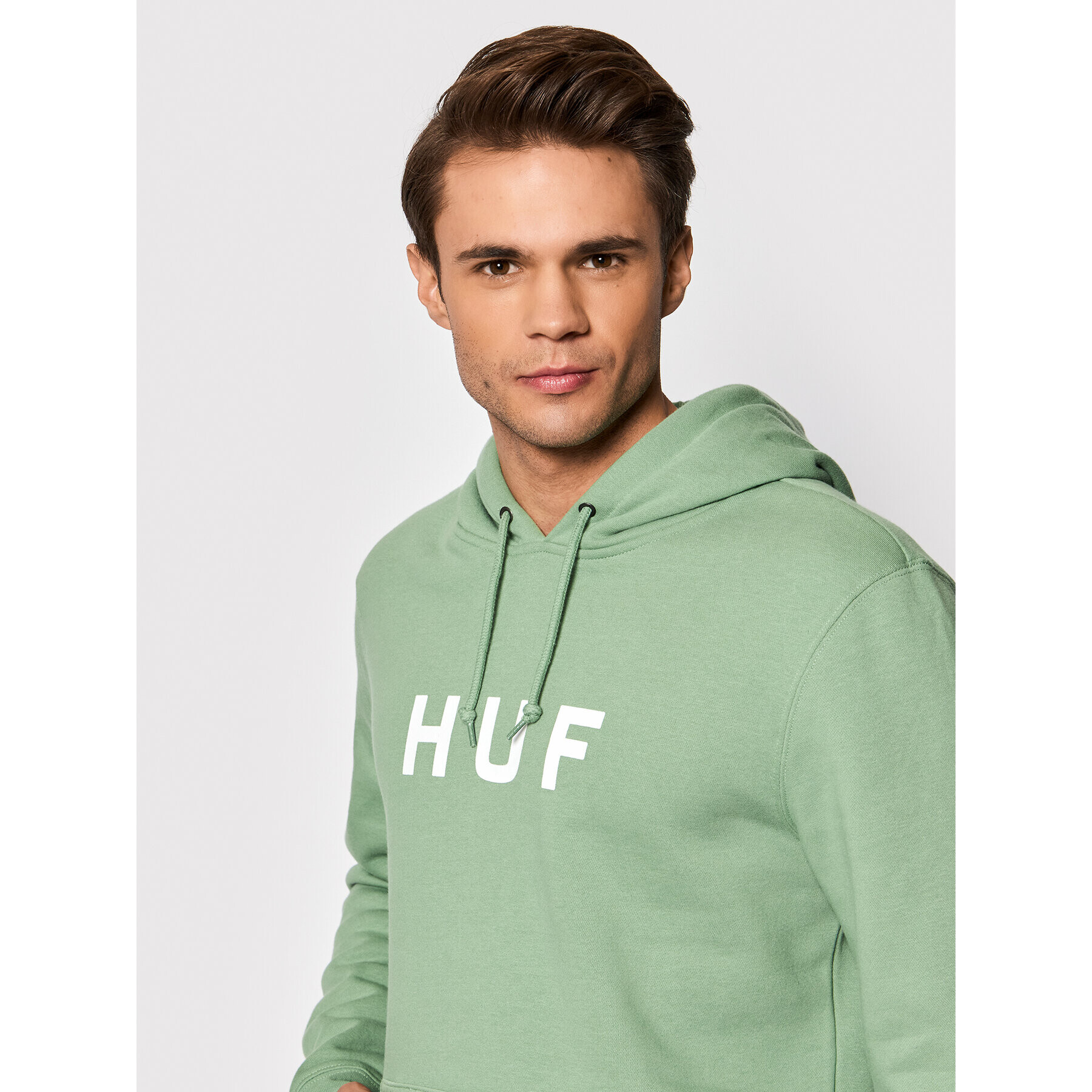 HUF Суитшърт Essentials Og Logo PF00099 Зелен Regular Fit - Pepit.bg