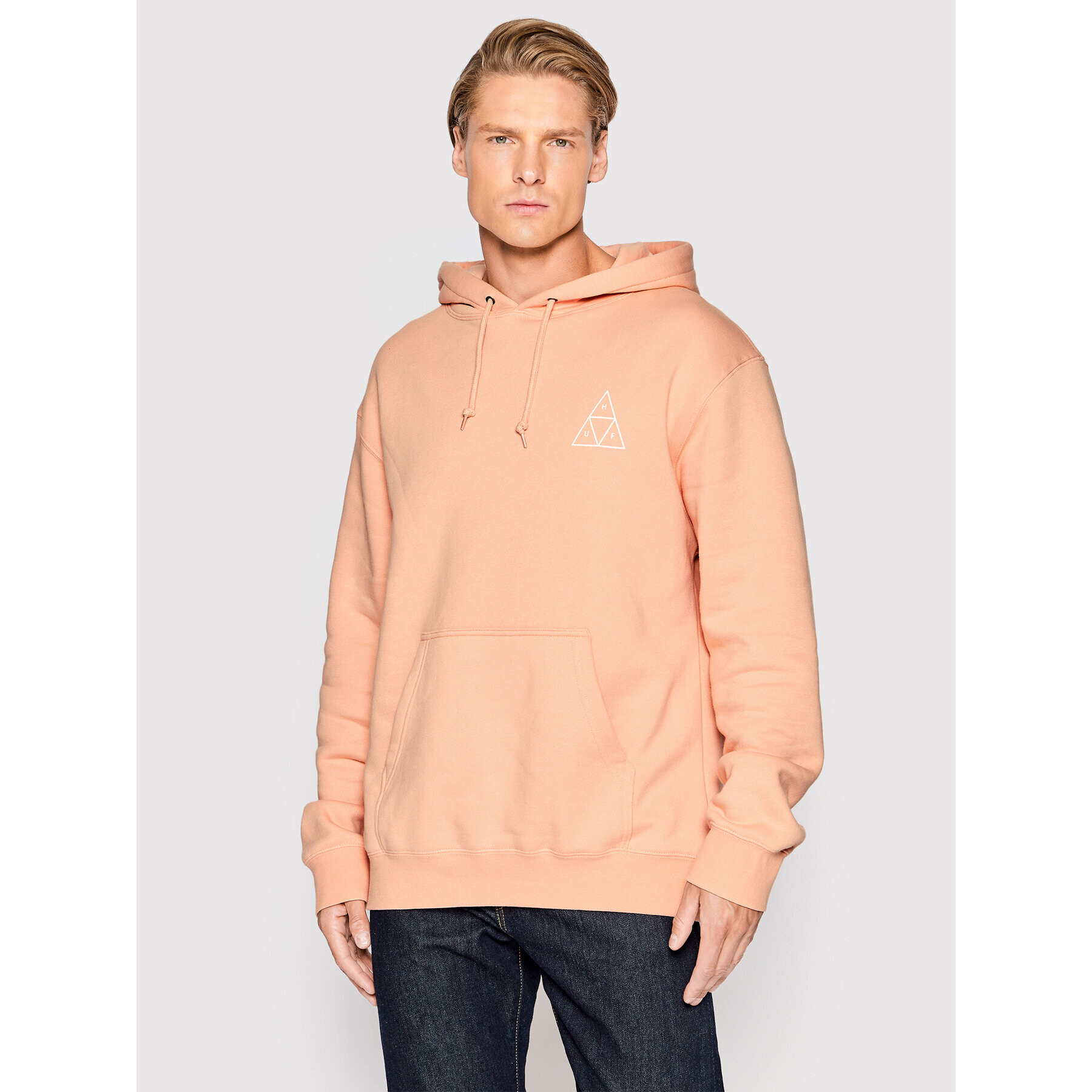 HUF Суитшърт Essentials Triple Triangle PF00491 Розов Regular Fit - Pepit.bg