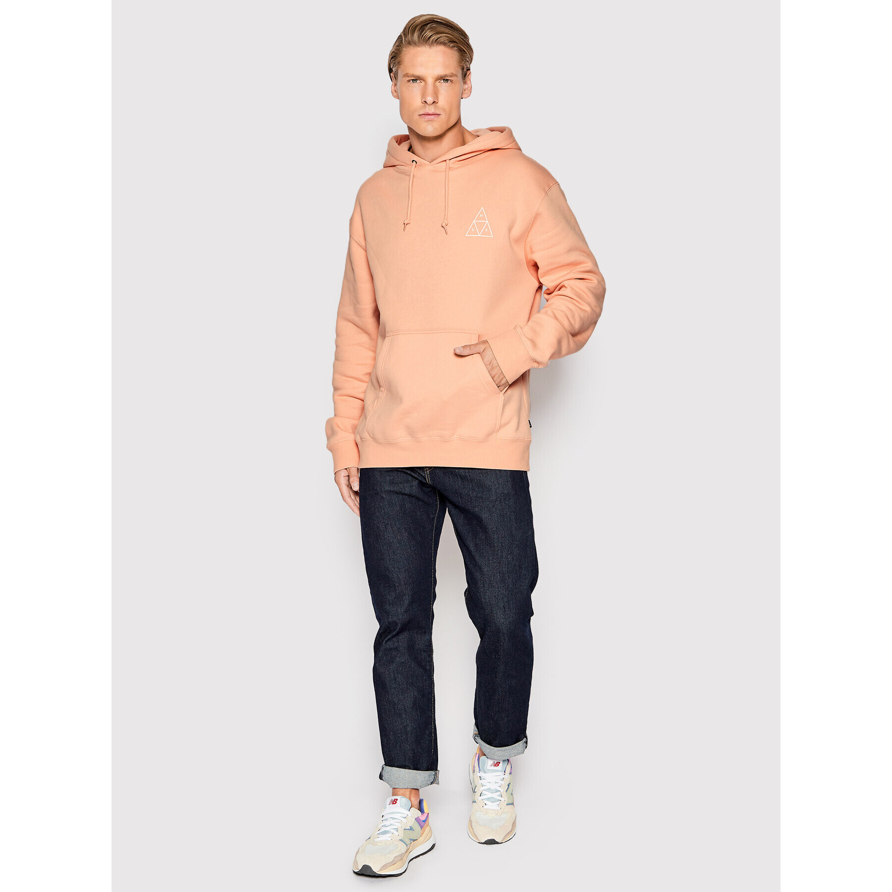 HUF Суитшърт Essentials Triple Triangle PF00491 Розов Regular Fit - Pepit.bg