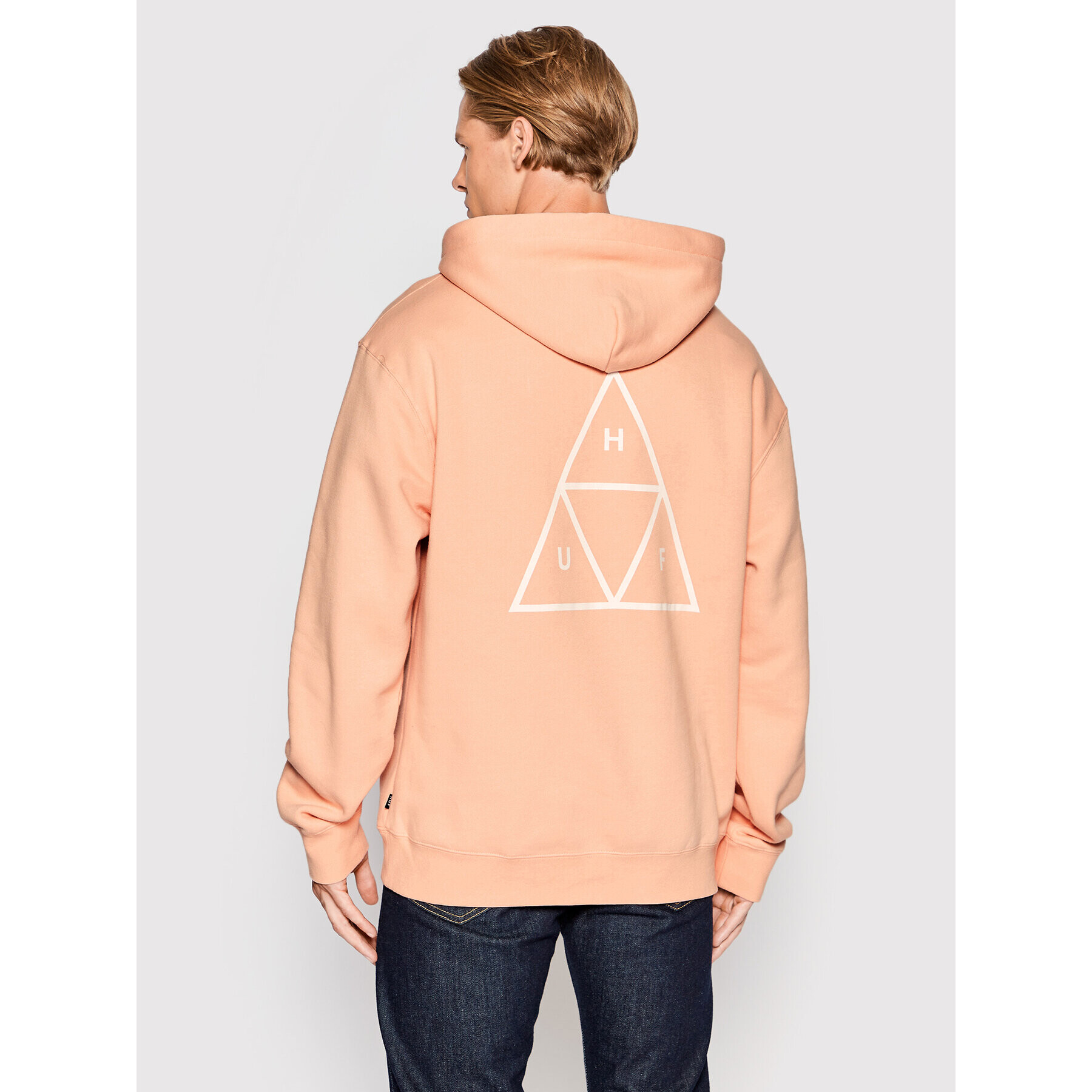 HUF Суитшърт Essentials Triple Triangle PF00491 Розов Regular Fit - Pepit.bg