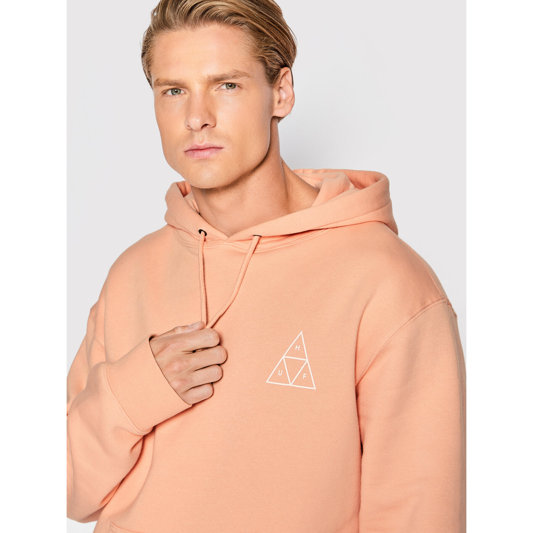 HUF Суитшърт Essentials Triple Triangle PF00491 Розов Regular Fit - Pepit.bg