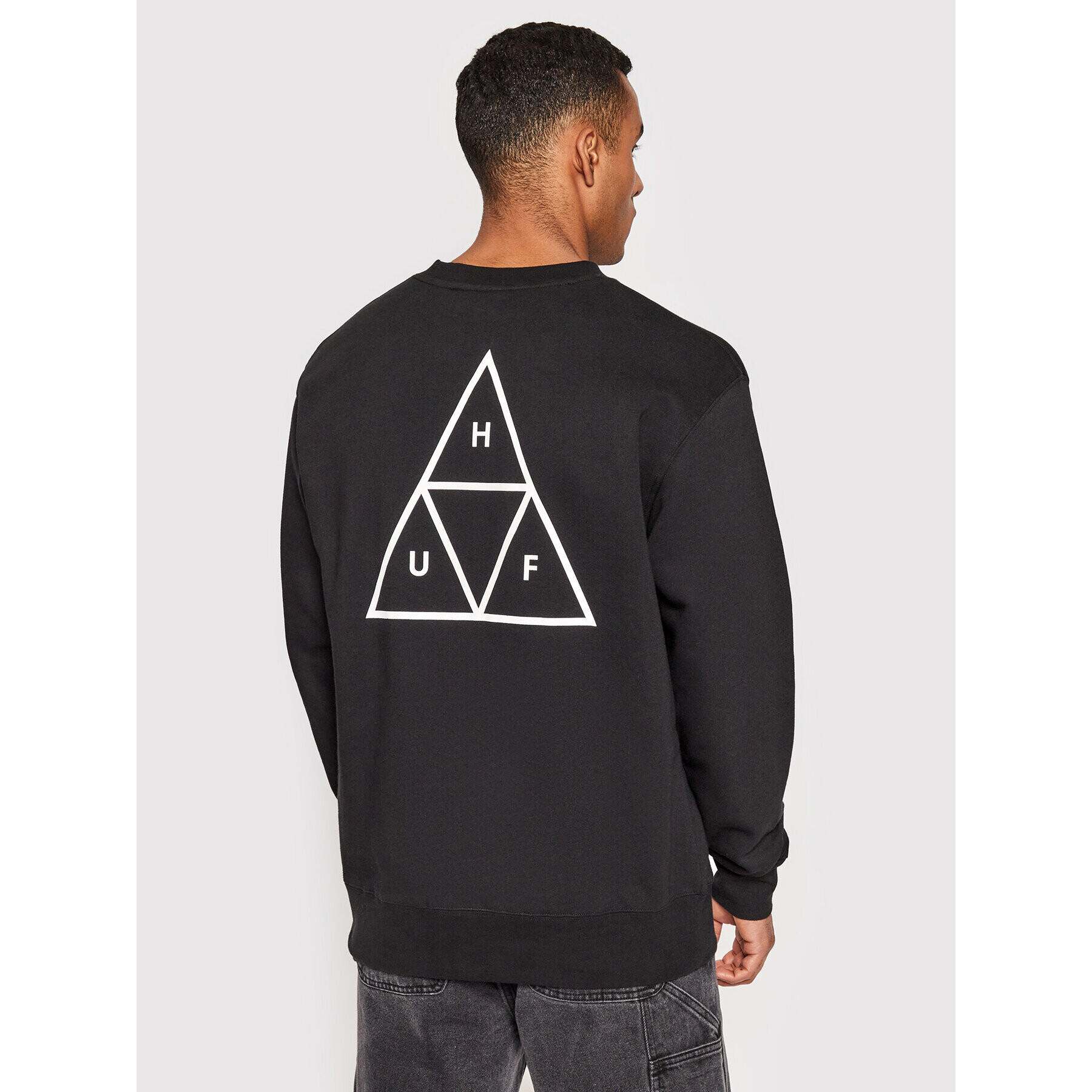 HUF Суитшърт Essentials Triple Triangle PF00492 Черен Regular Fit - Pepit.bg
