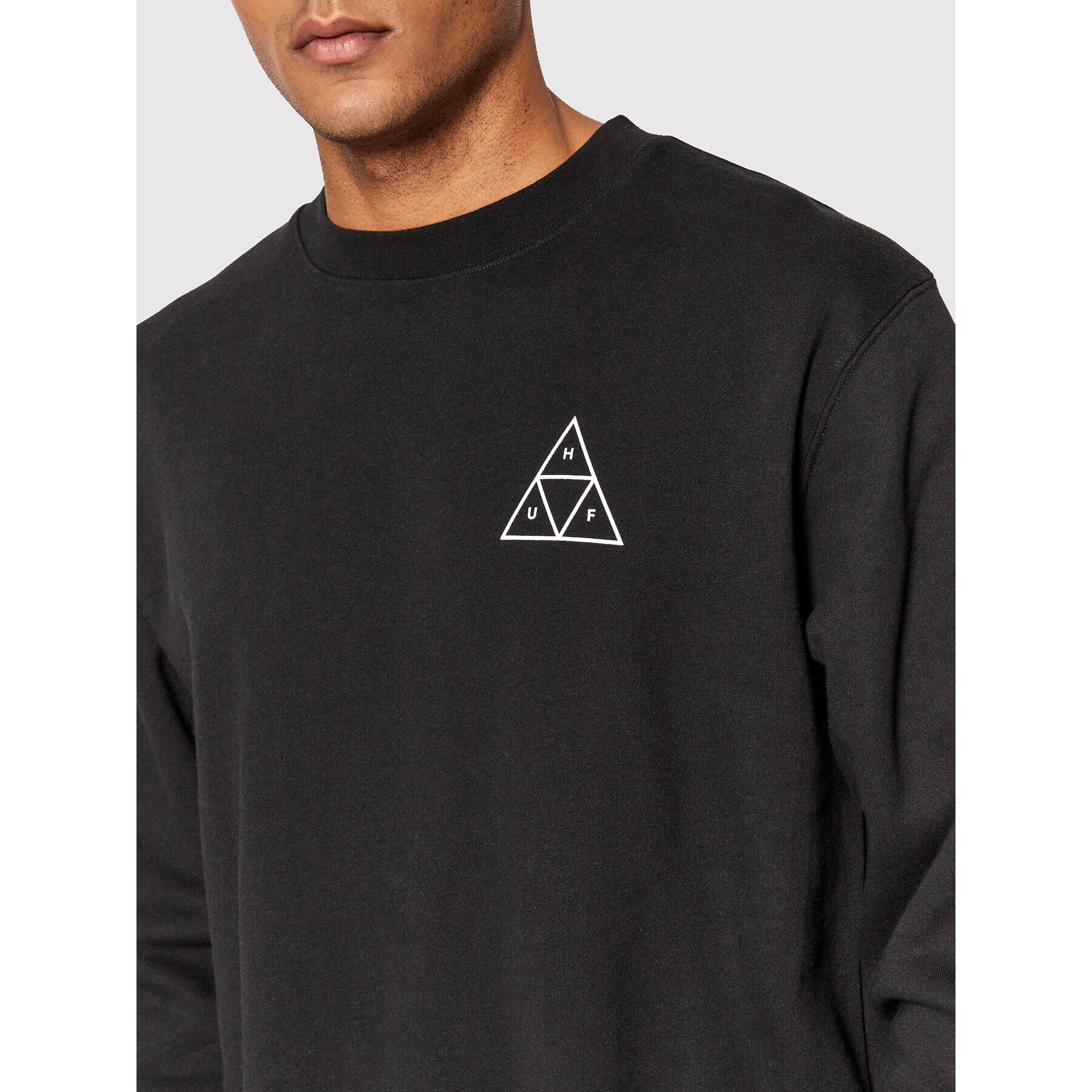 HUF Суитшърт Essentials Triple Triangle PF00492 Черен Regular Fit - Pepit.bg