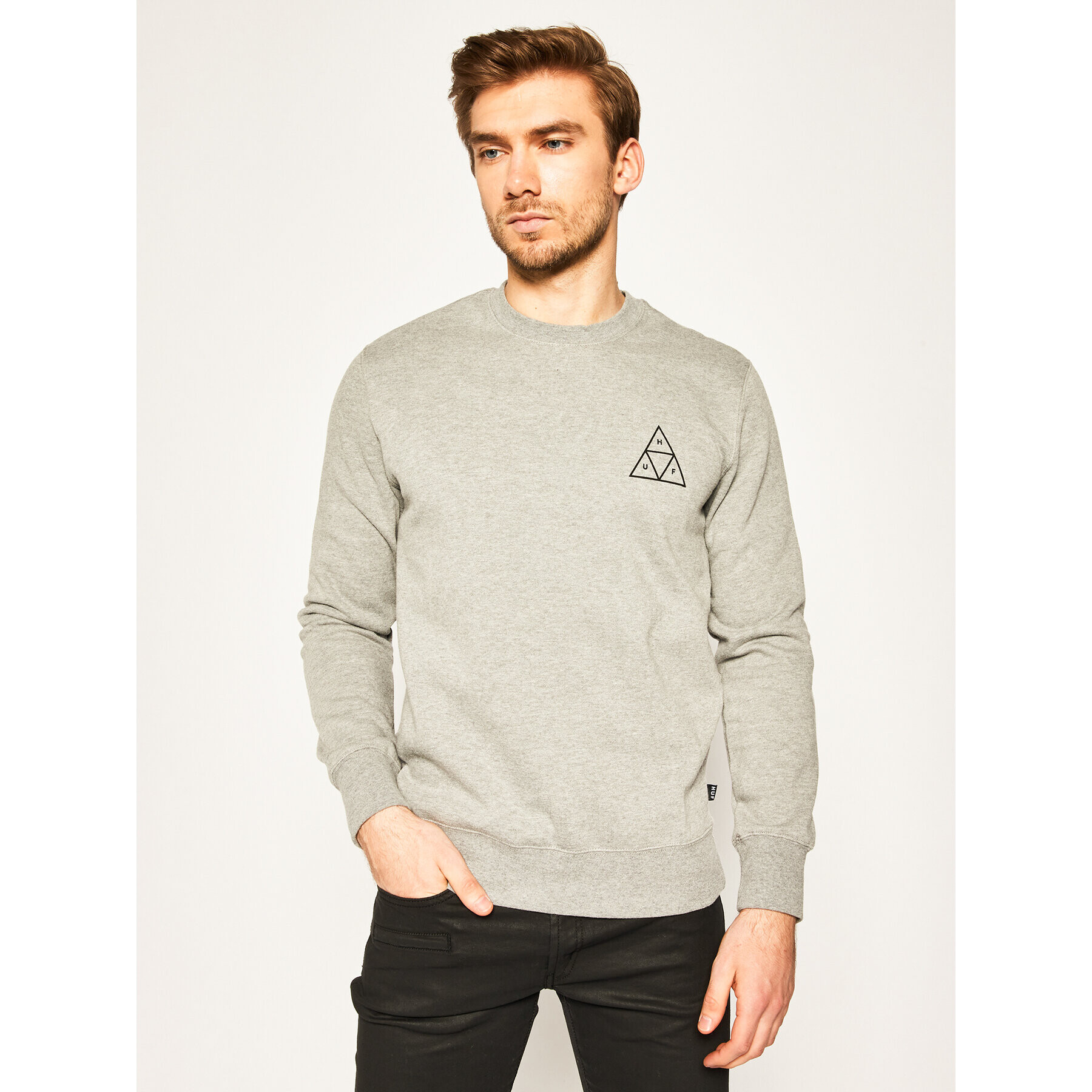 HUF Суитшърт Essentials TT Crew PF00101 Сив Regular Fit - Pepit.bg