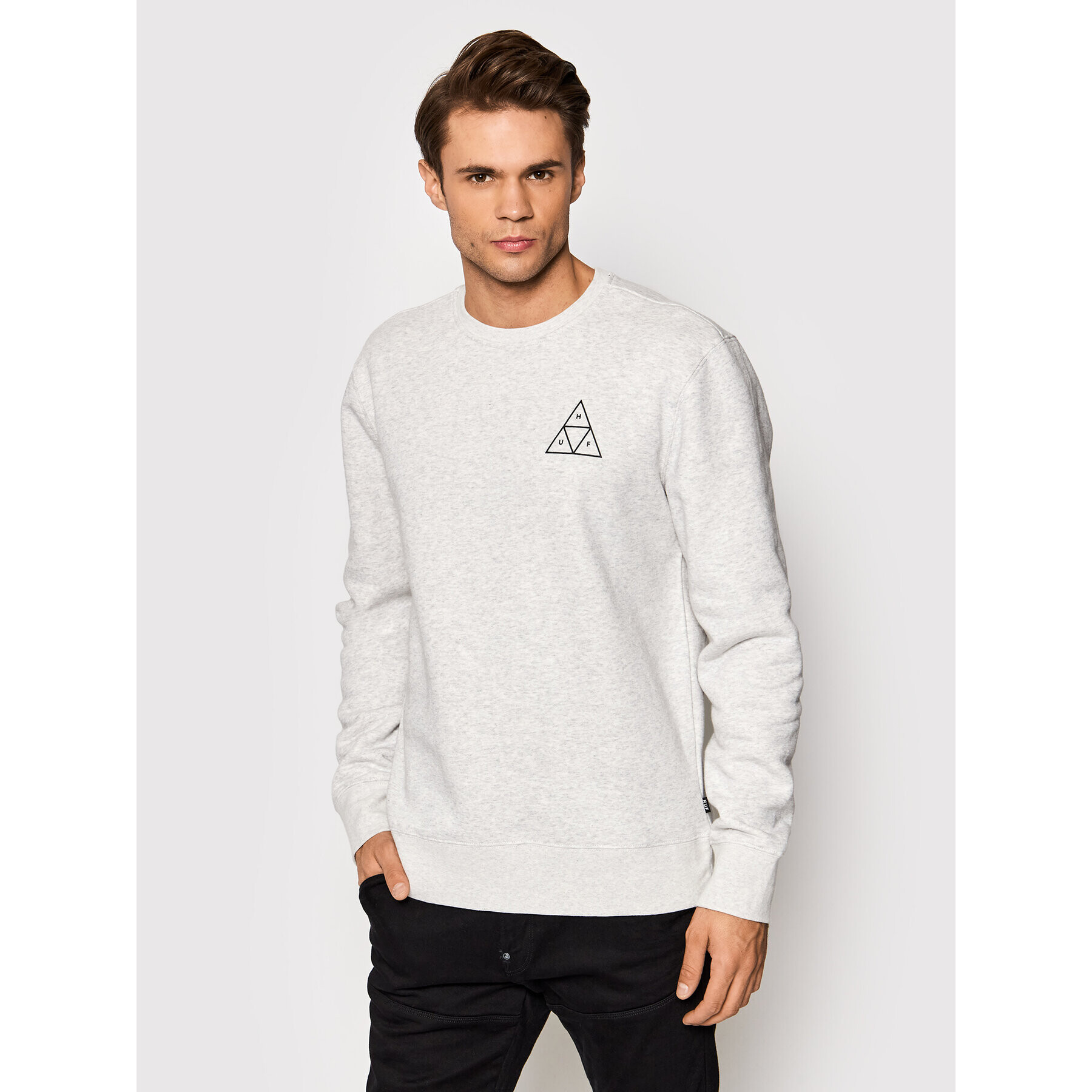 HUF Суитшърт Essentials TT Crew PF00101 Сив Regular Fit - Pepit.bg