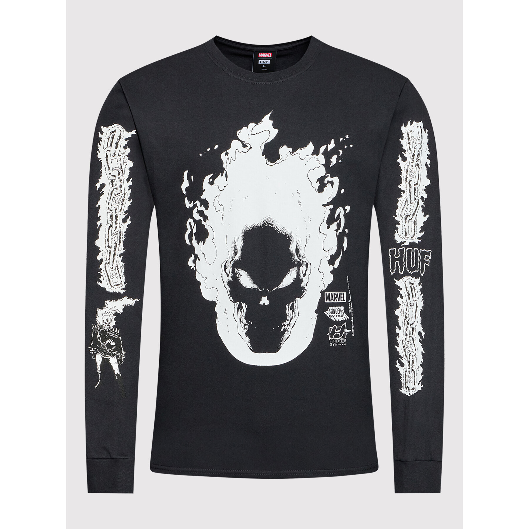 HUF Суитшърт Ghost Rider TS01889 Черен Relaxed Fit - Pepit.bg