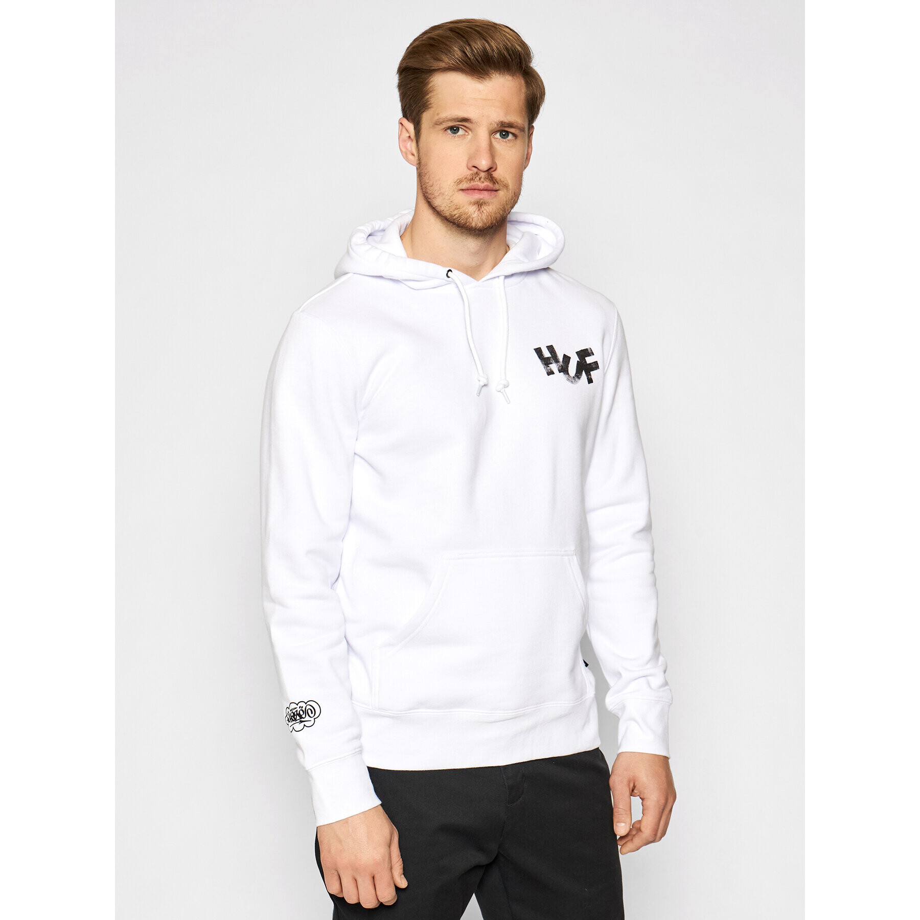 HUF Суитшърт HAZE Brush PF00369 Бял Regular Fit - Pepit.bg